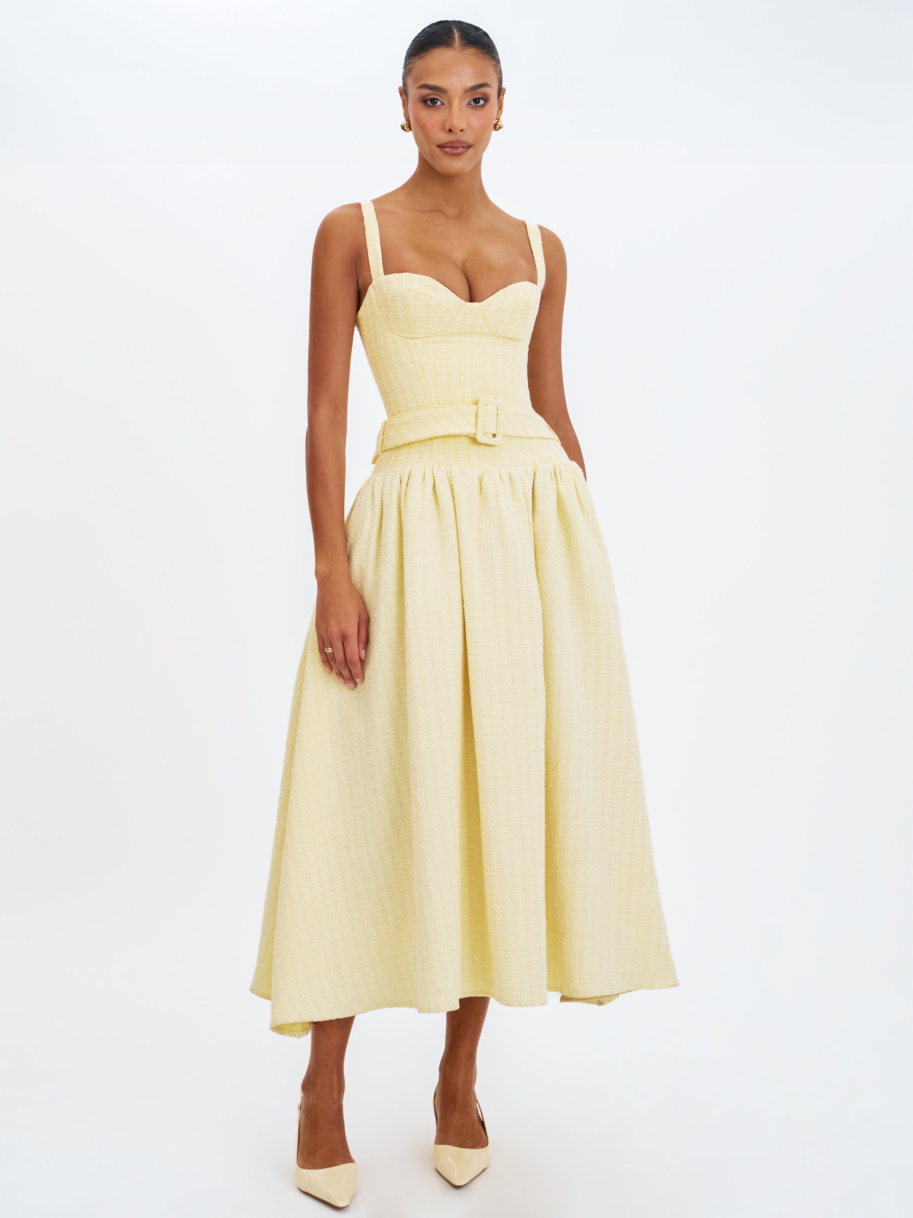 Tiana Butter Yellow midi dress