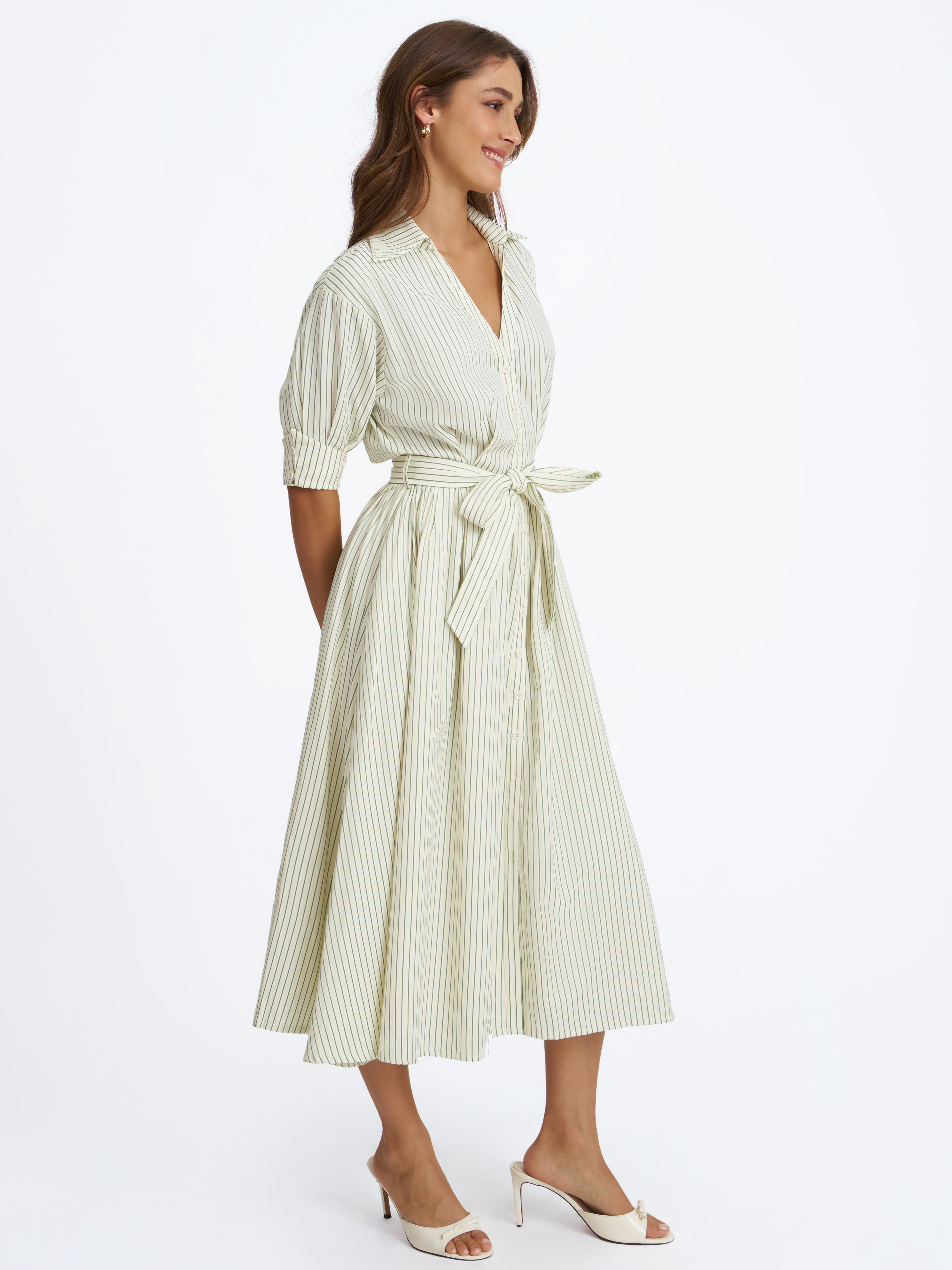 robe à manches mi-longues rayées