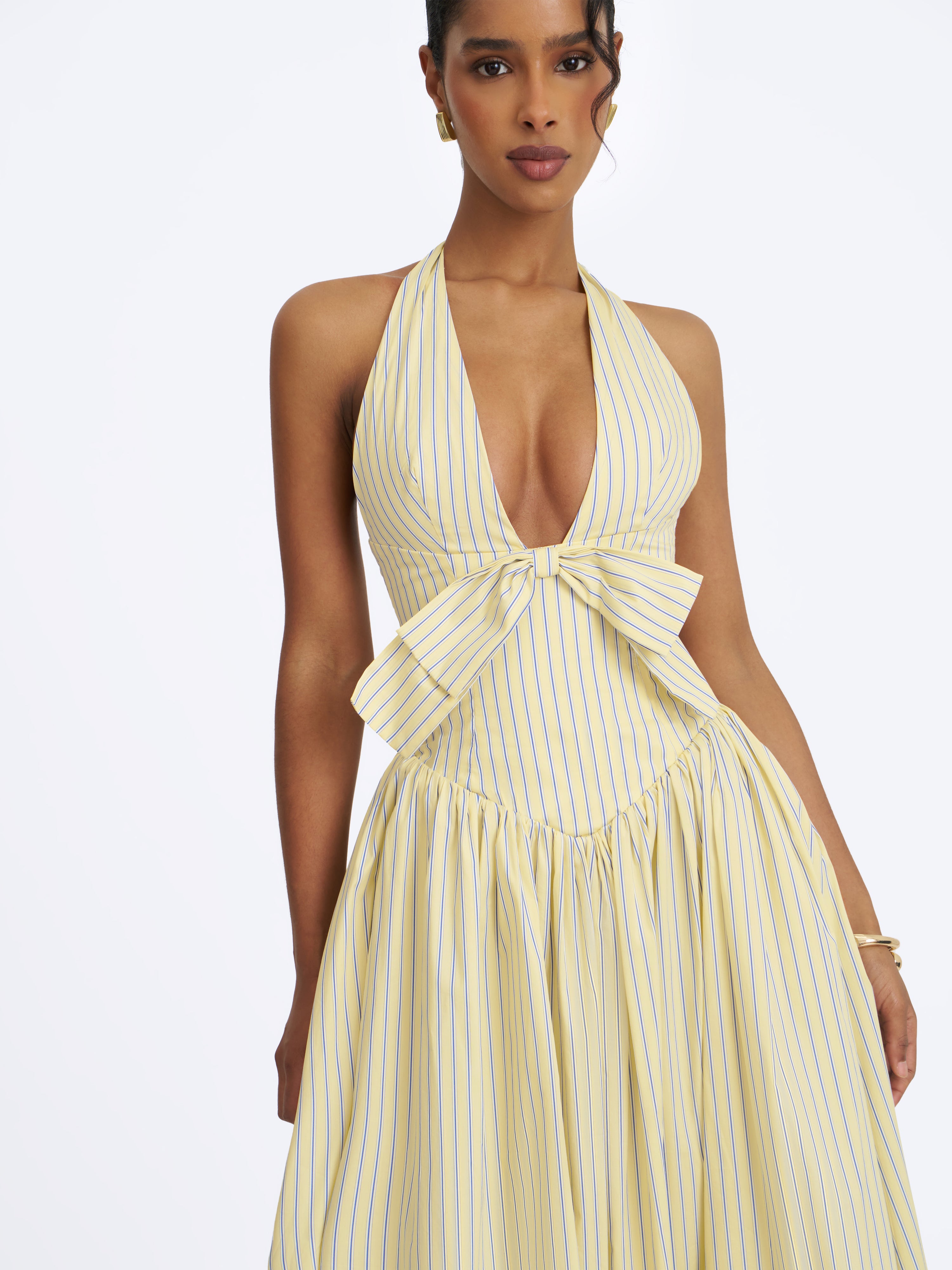 robe plongeante halter rayée