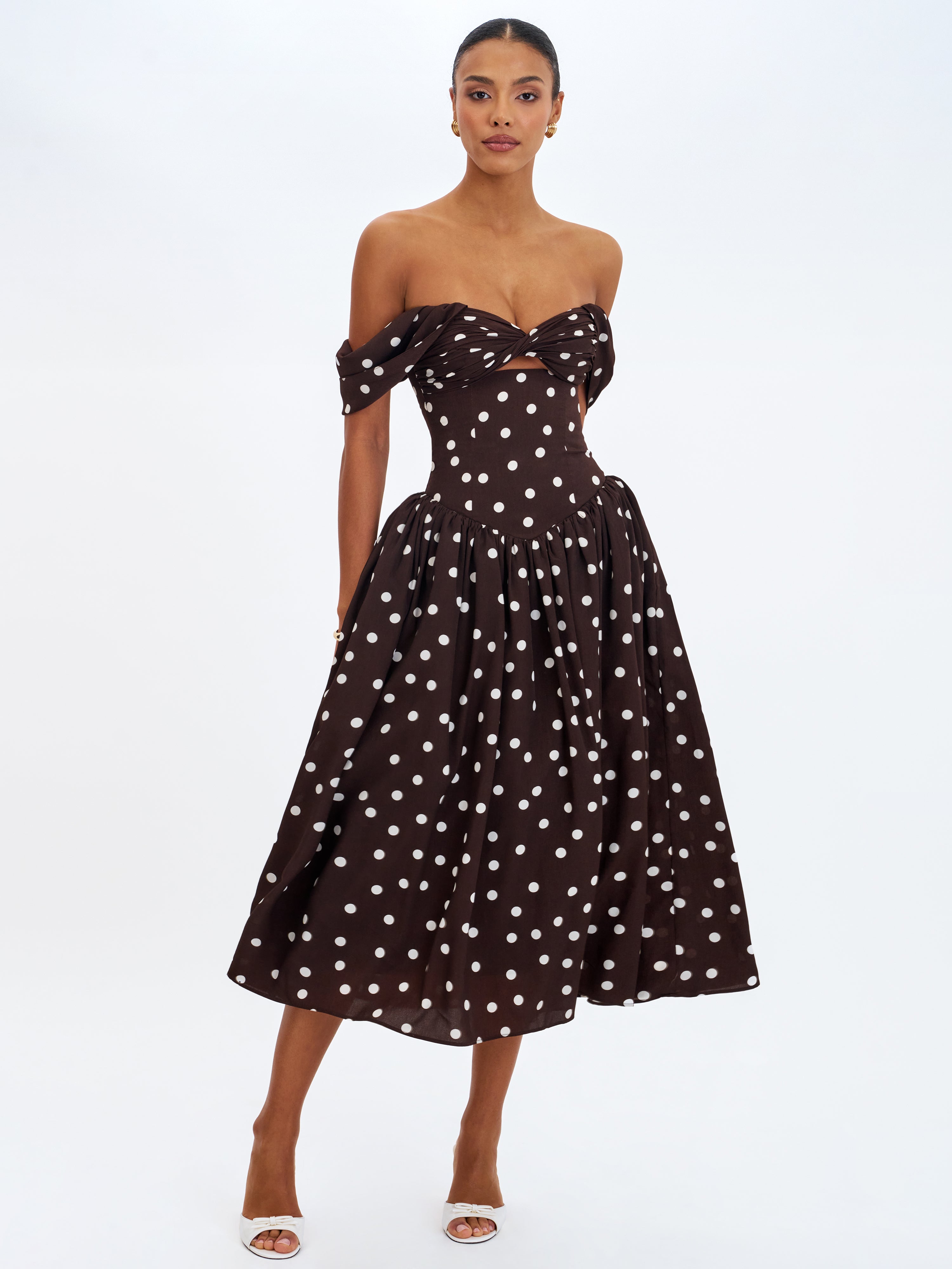 robe midi pois mocha