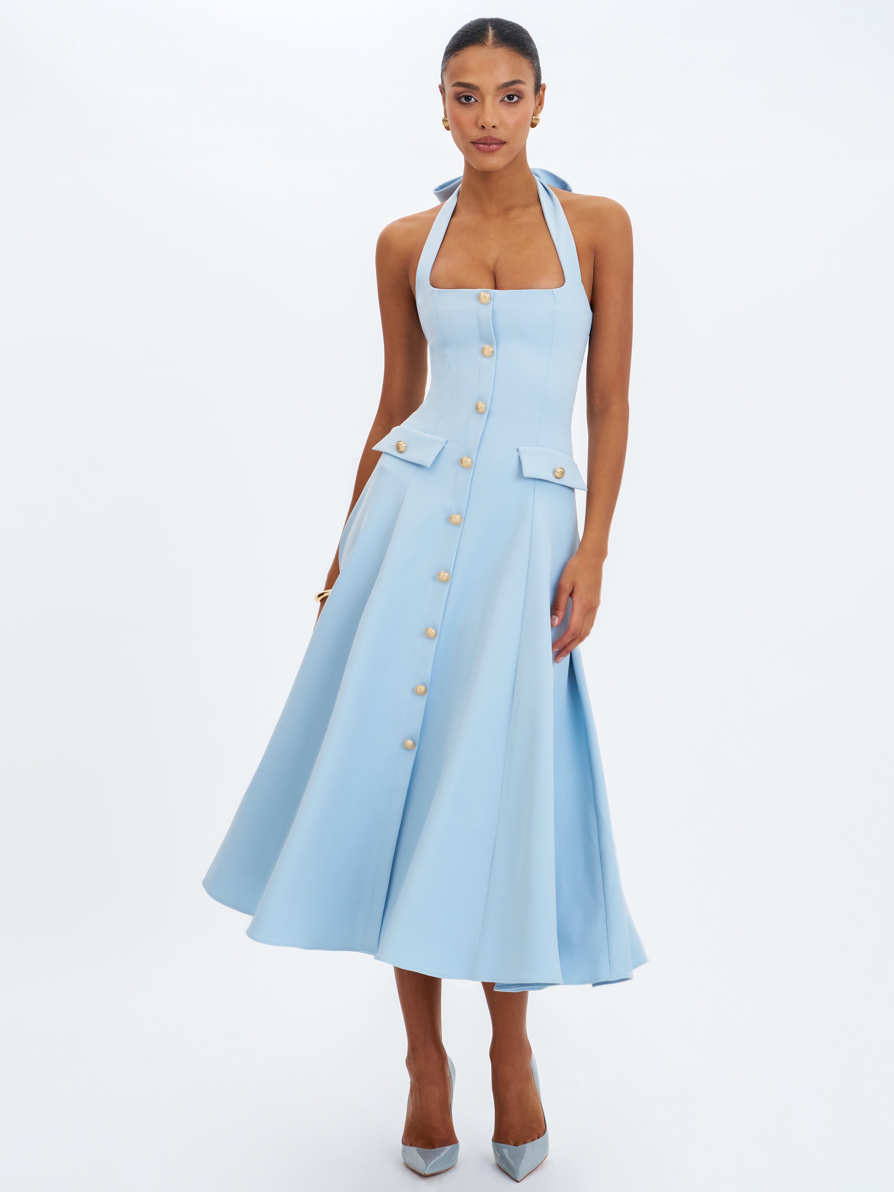 midi dress bleu brume