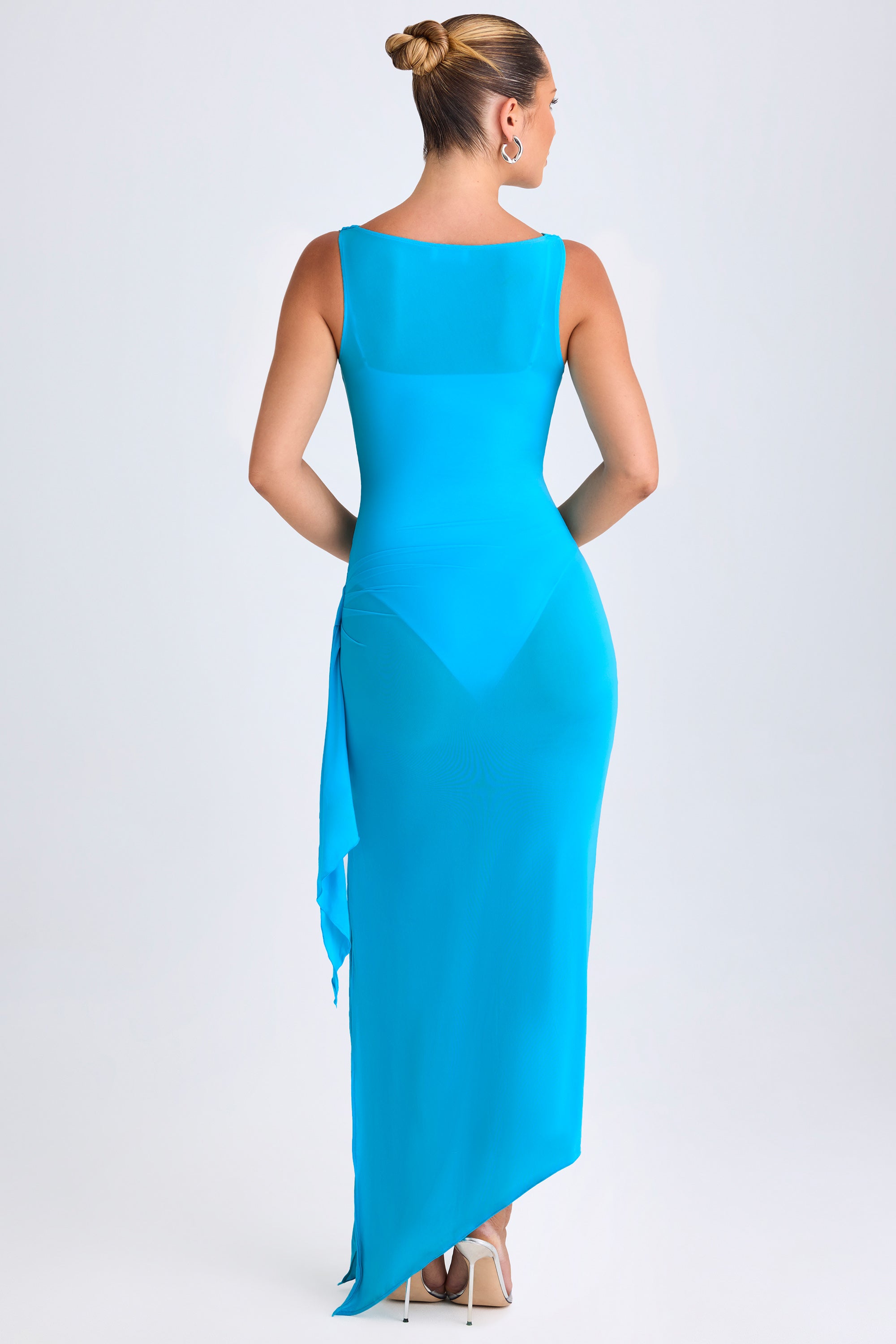 robe à col drapé aqua