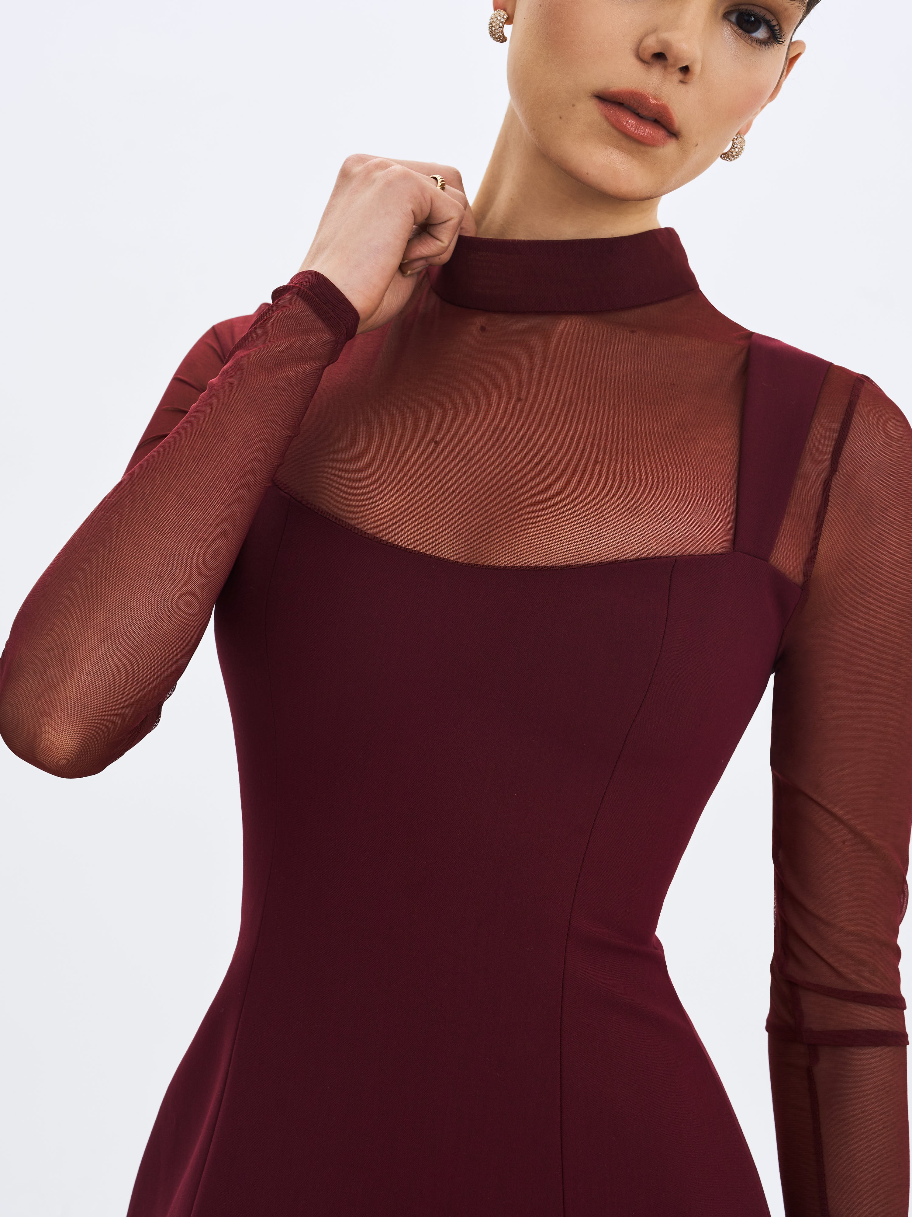 robe col roulé bourgogne