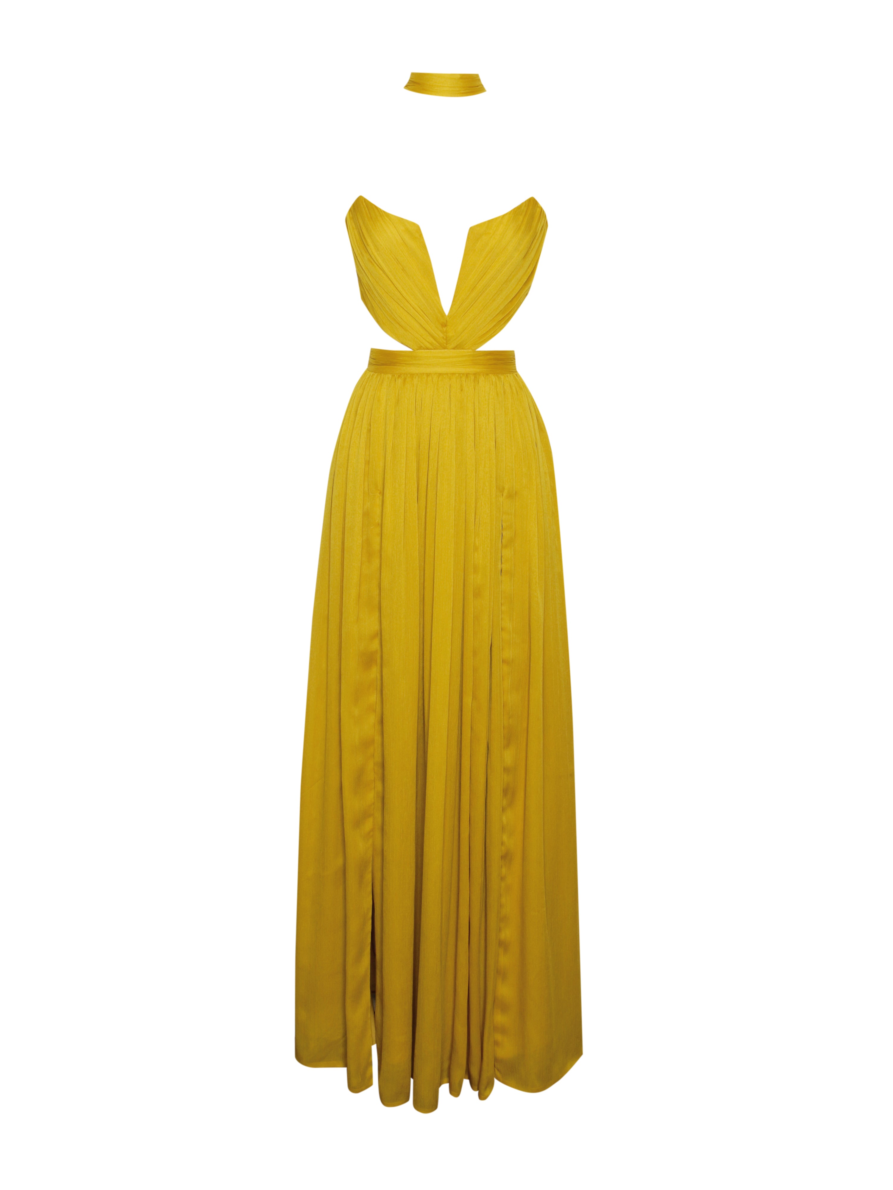 élégante robe jaune longue