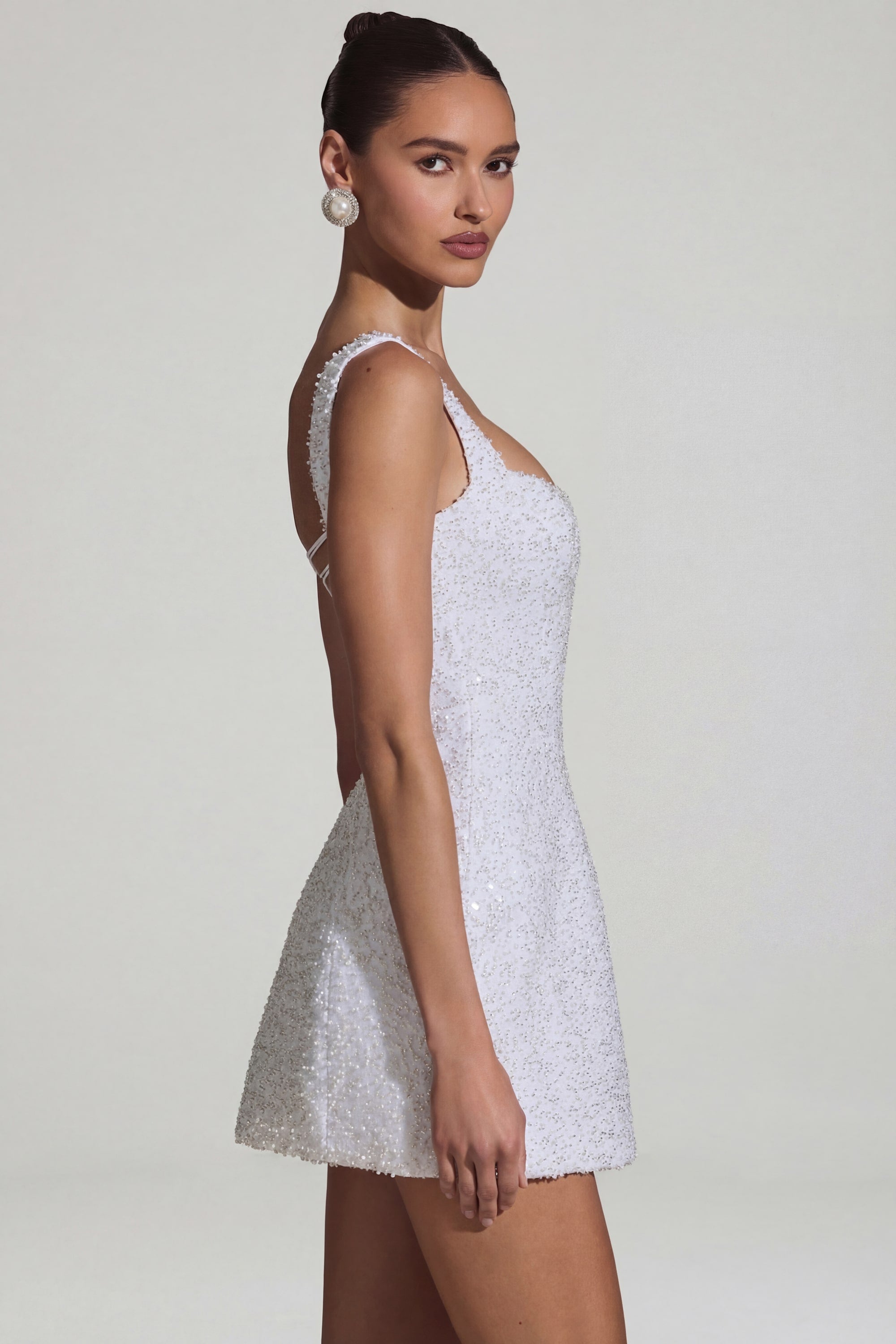 Robe embellie A-line blanche