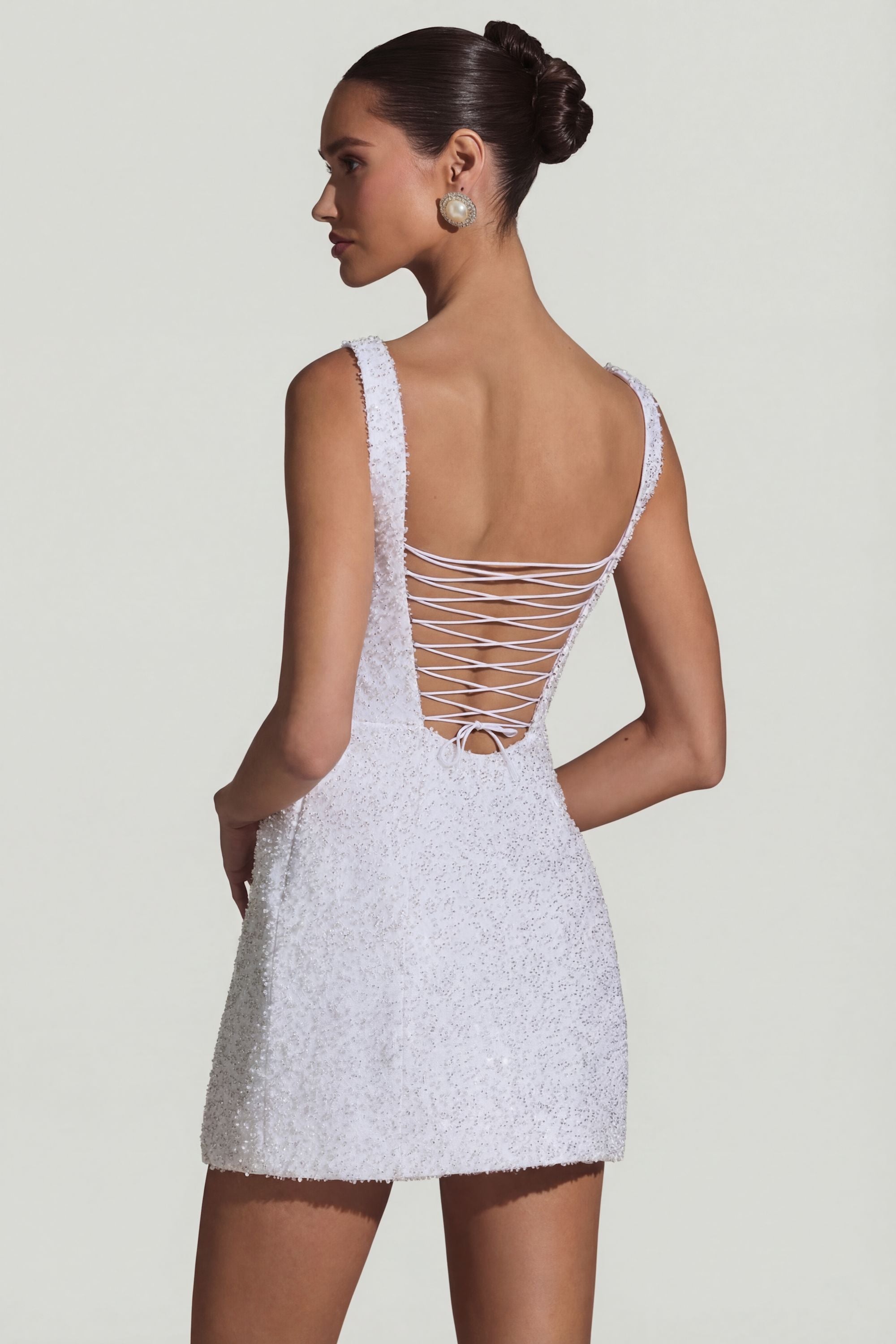 Robe mini structurée blanche