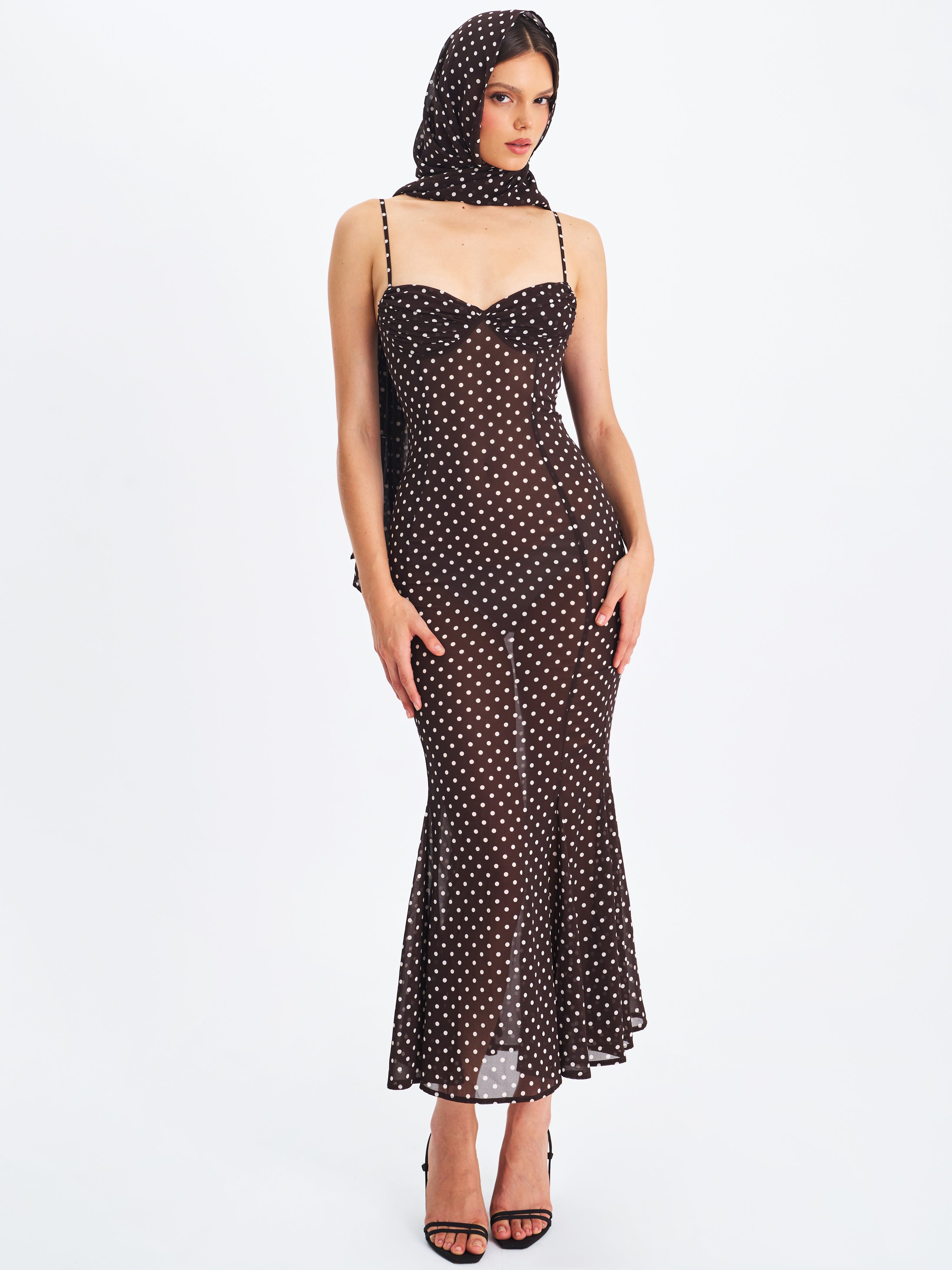 robe marron à pois Yadira