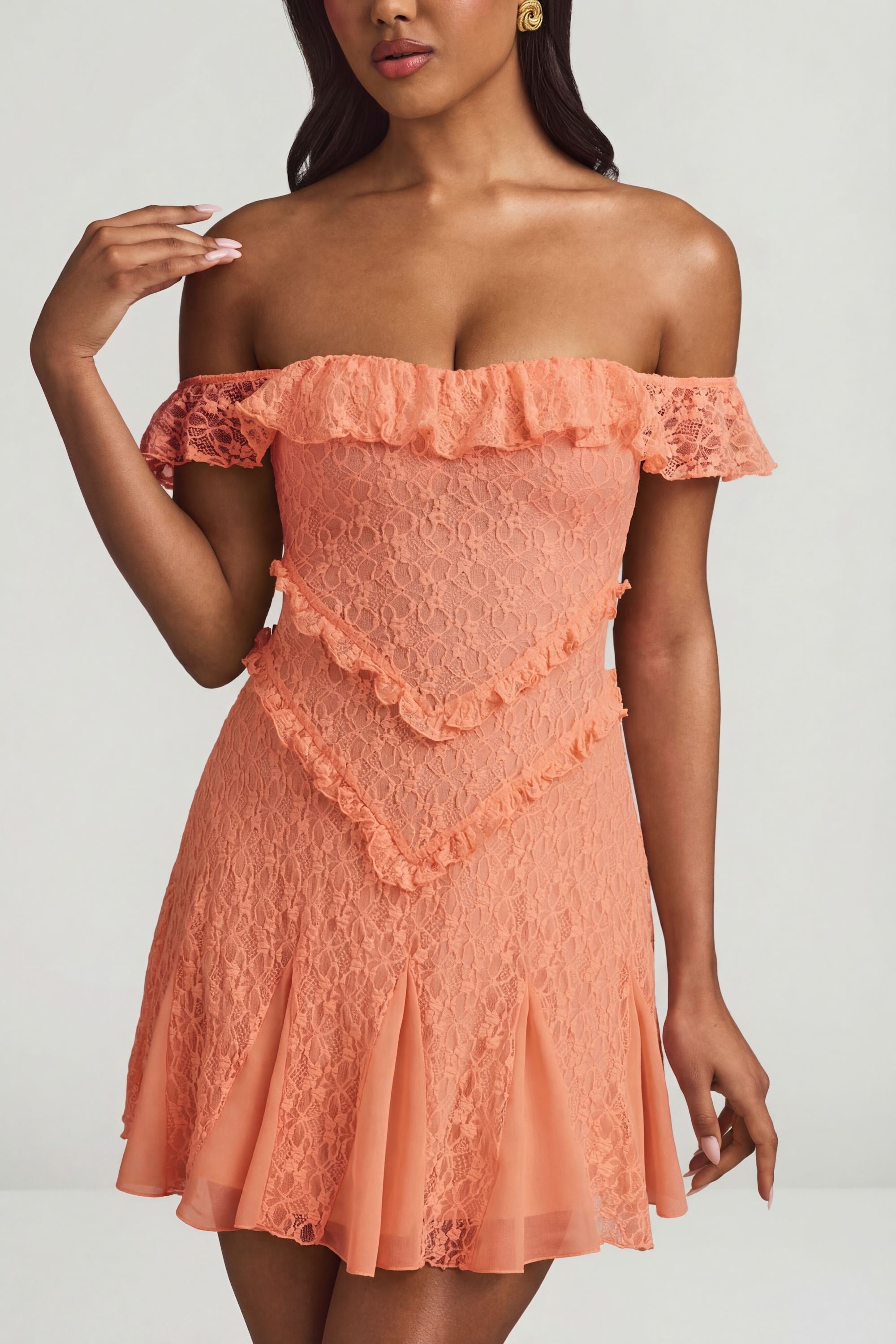 robe dentelle sexy pêche