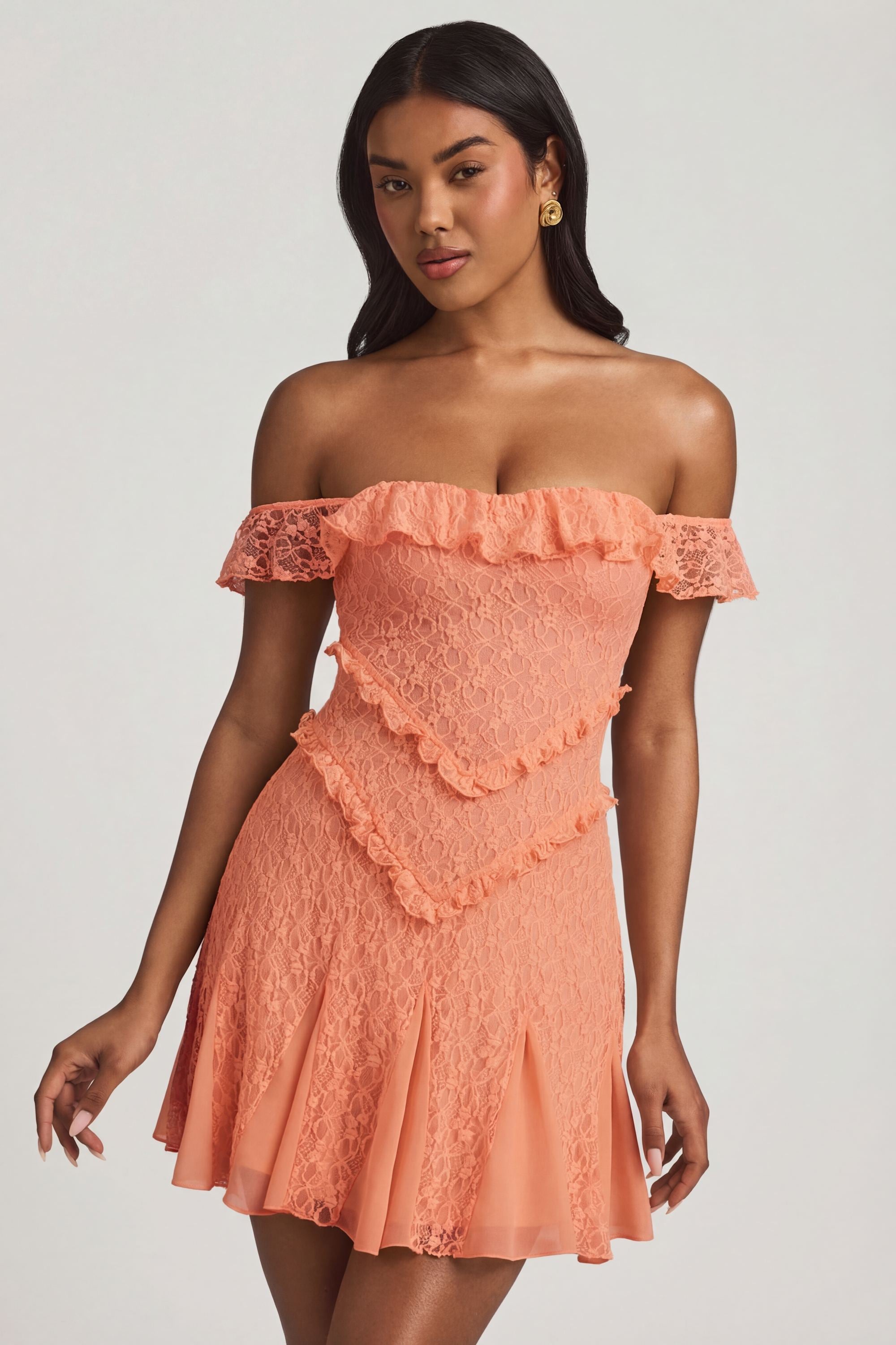 robe soirée pêche dentelle