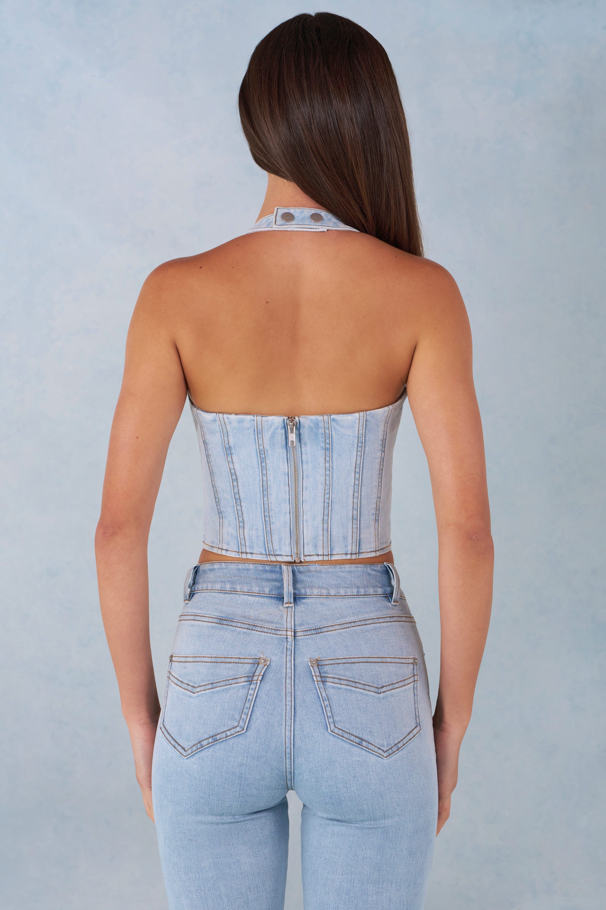hauteur féminin en denim clair