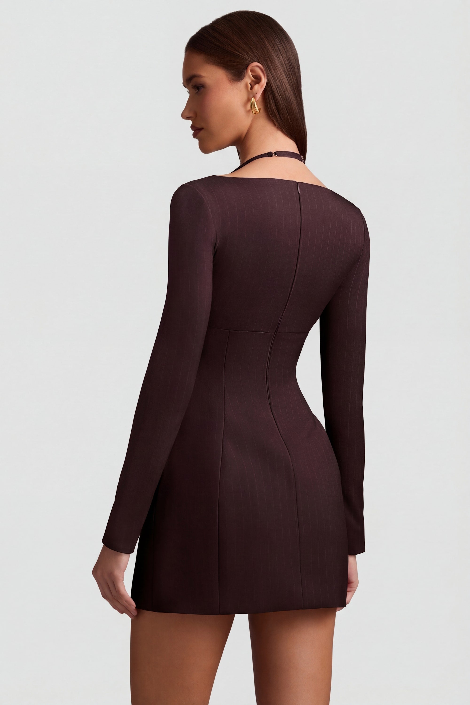 corset-dress rayé chocolat