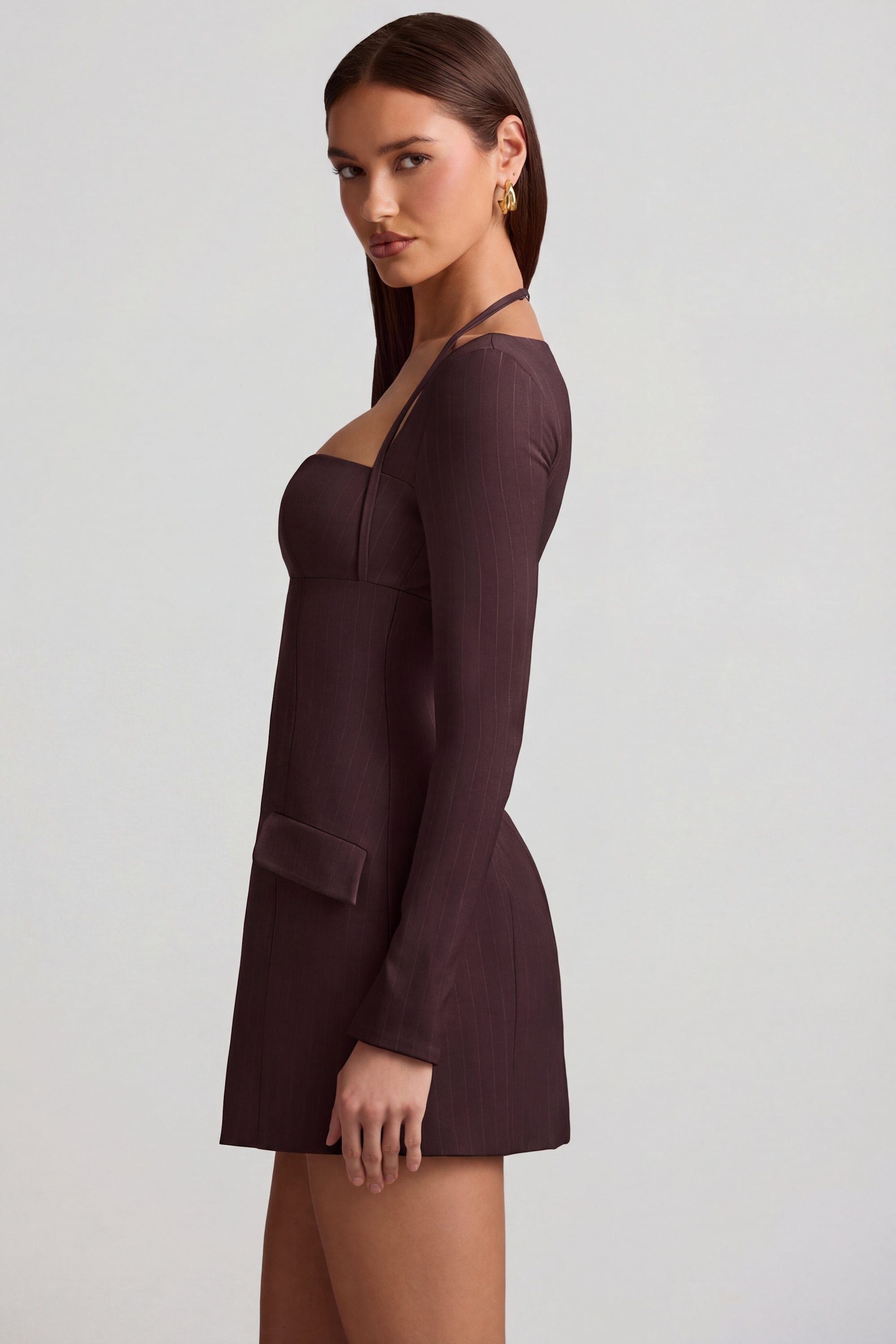 mini robe chocolat encolure carrée