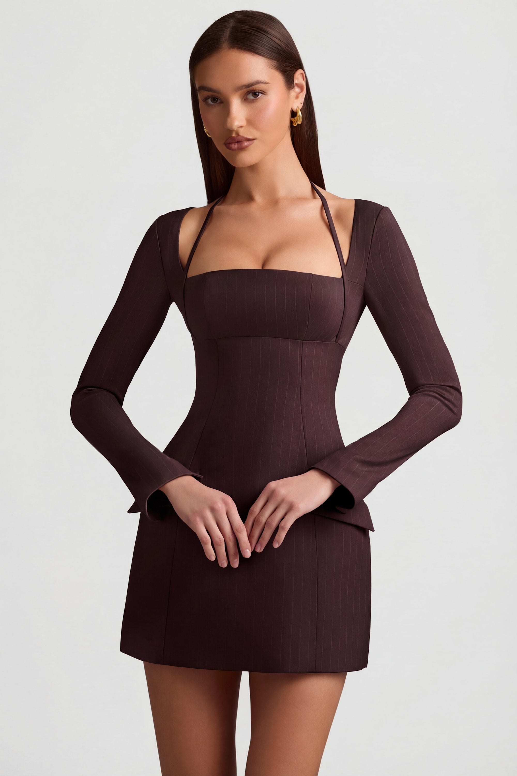 robe pinstripe chocolat moderne