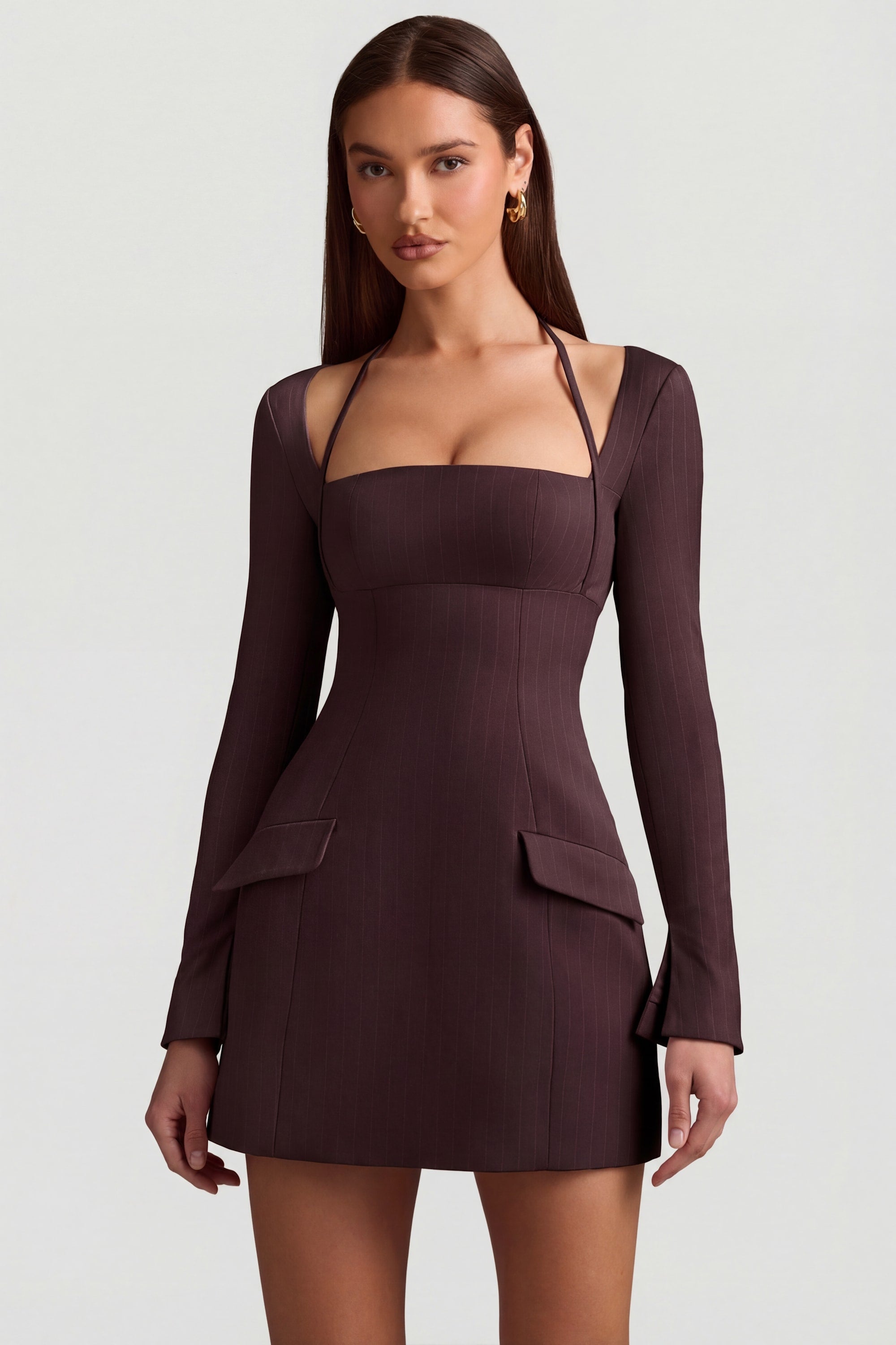 robe mini chocolat rayée