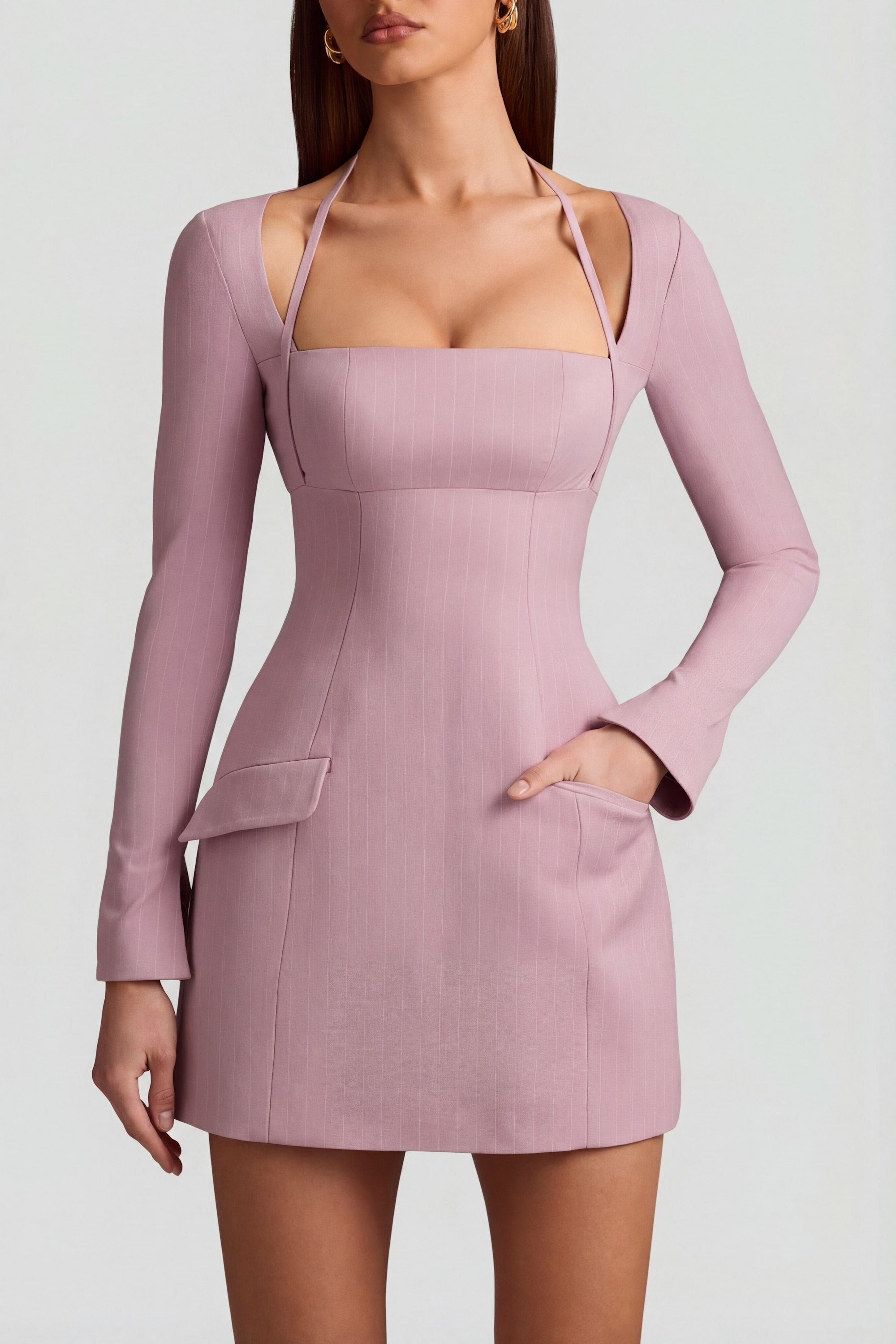 robe mauve à rayures