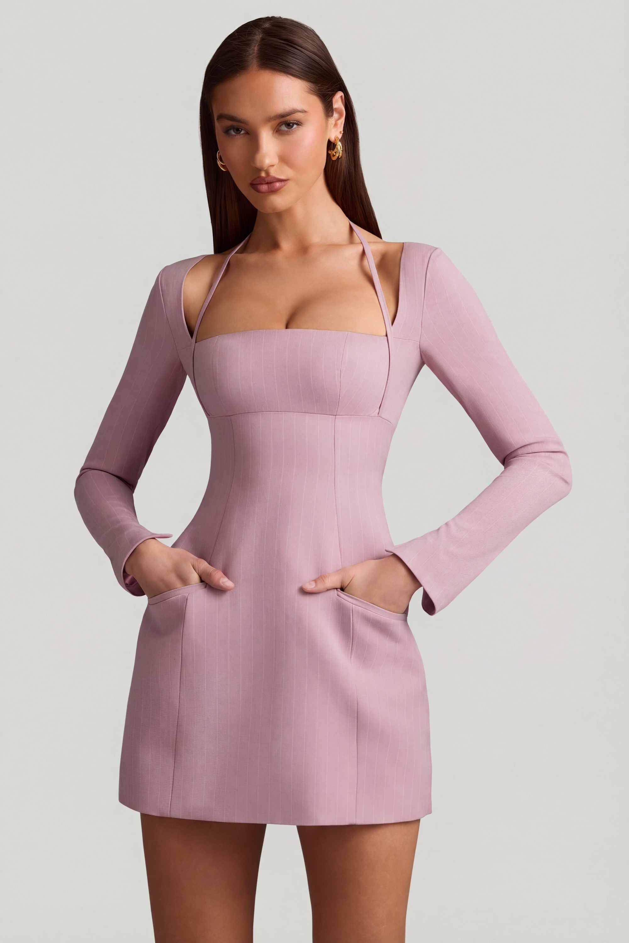pinstripe mini dress