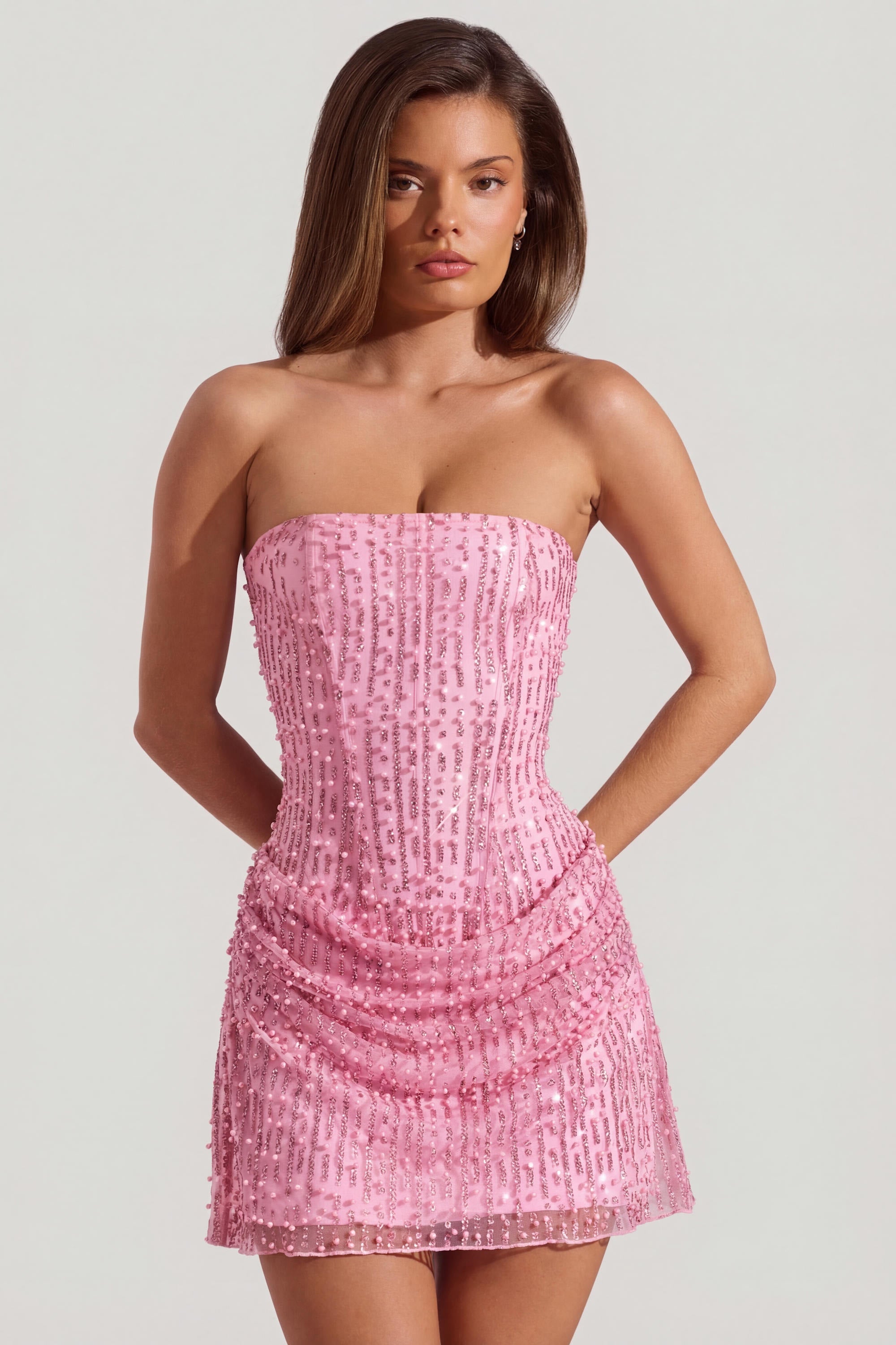robe mini-ligne A rose