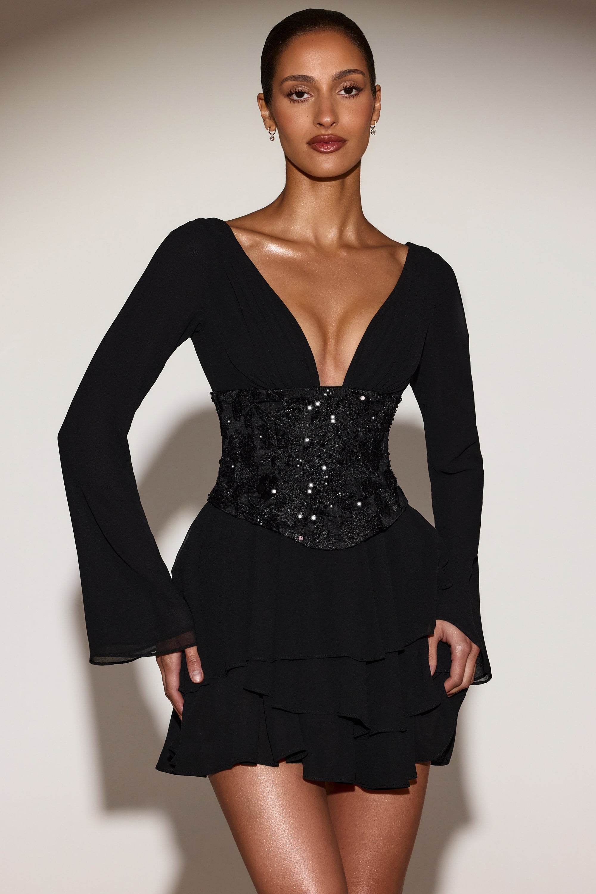 robe corset en chiffon noir