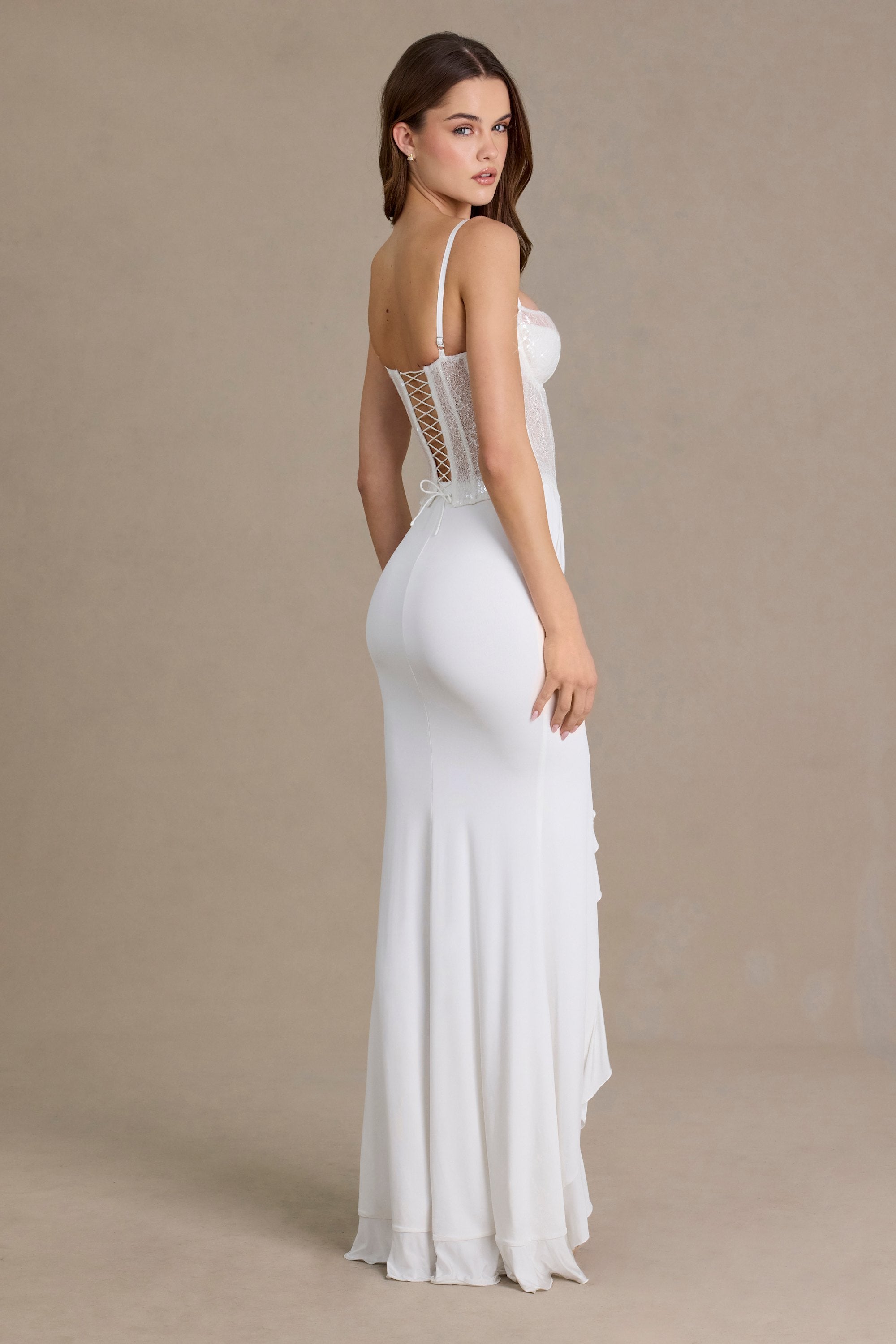 embellished lace corset gown