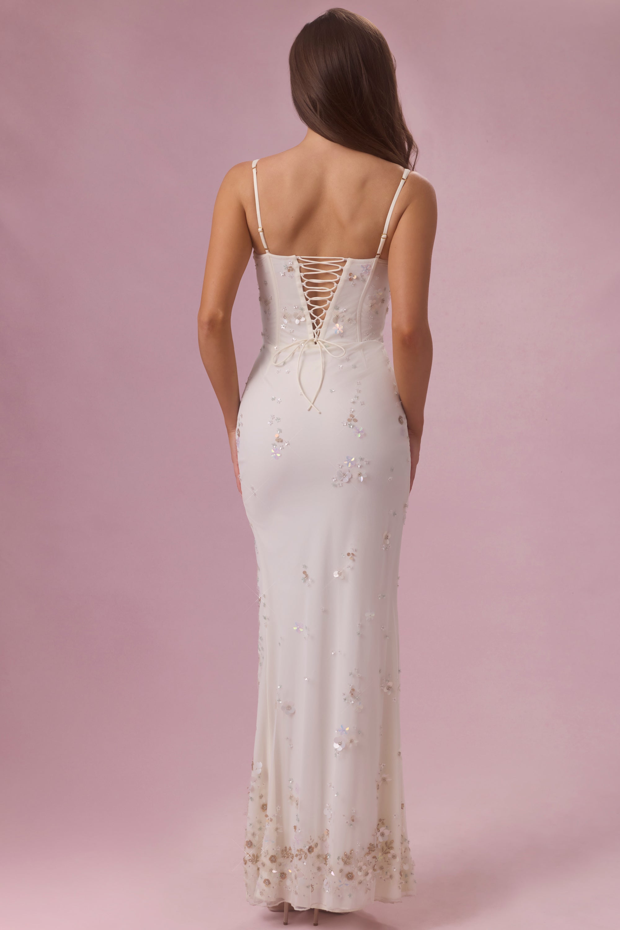 détail en dentelle robe corset