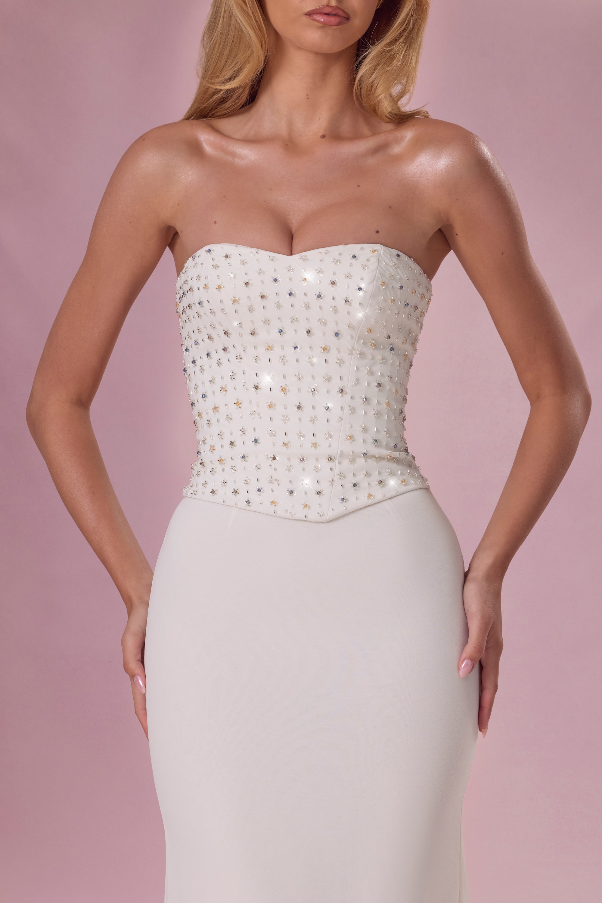 robe soirée ivoire corset
