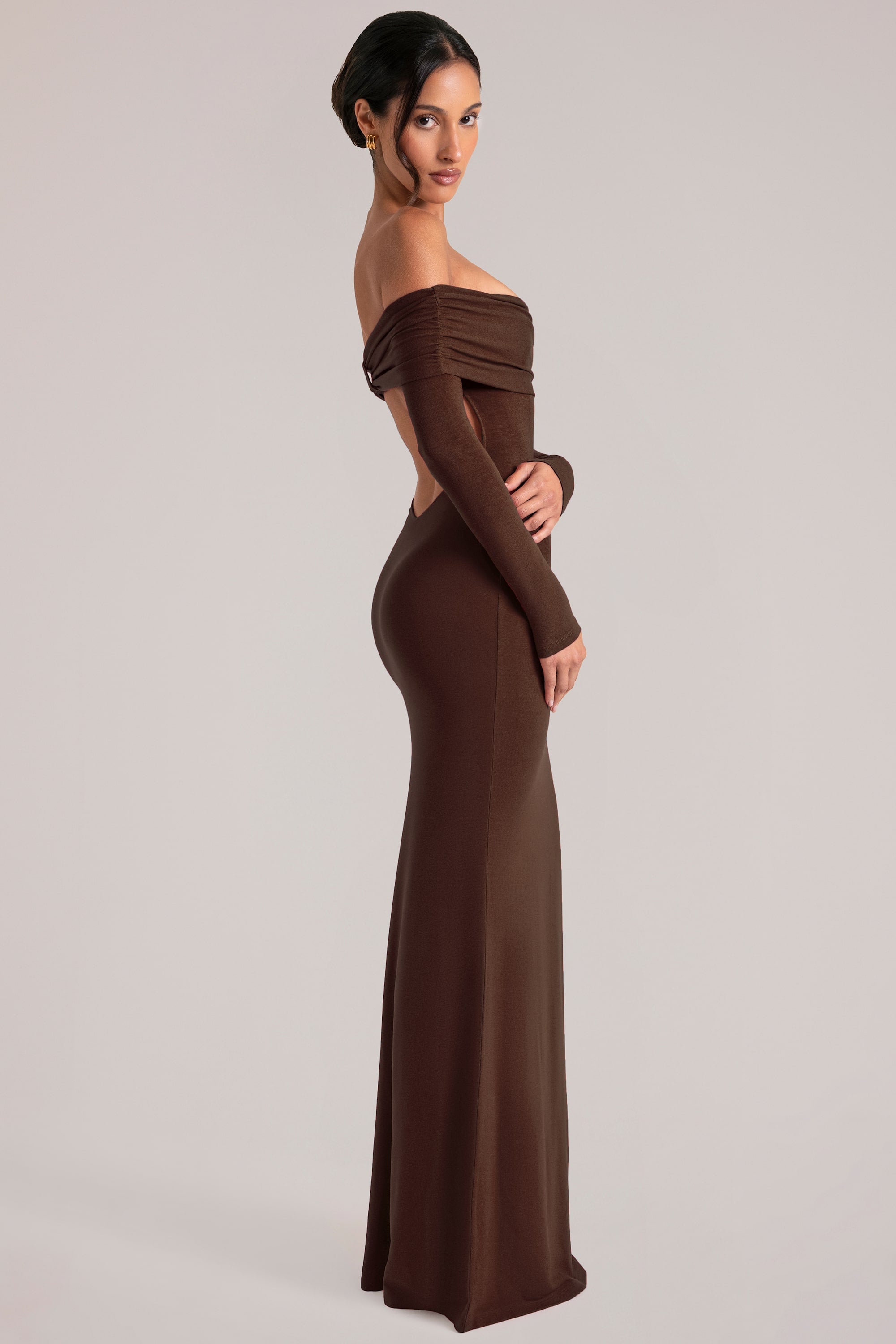 robe longue manches longues chocolat