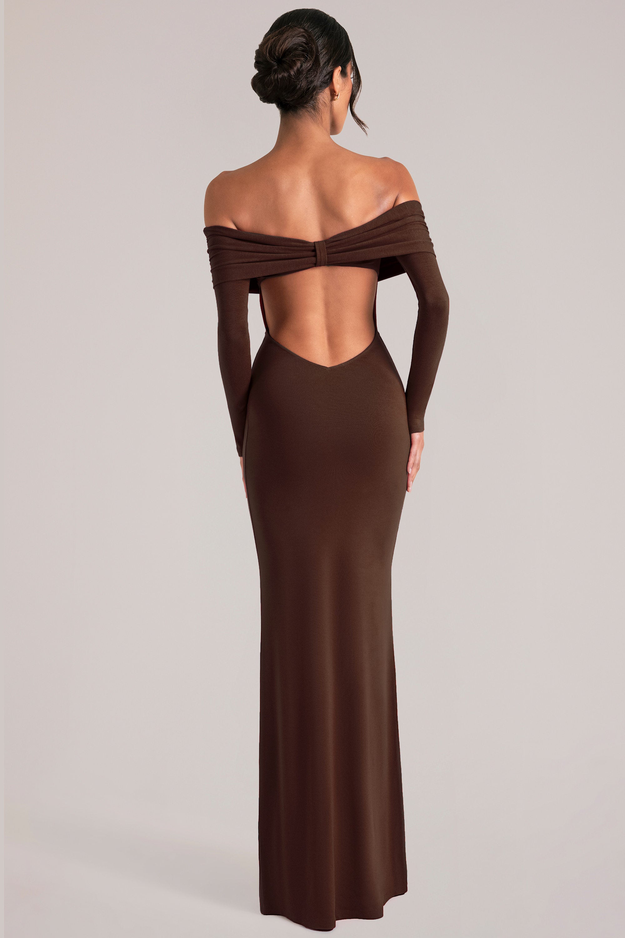 robe épaules dénudées chocolat