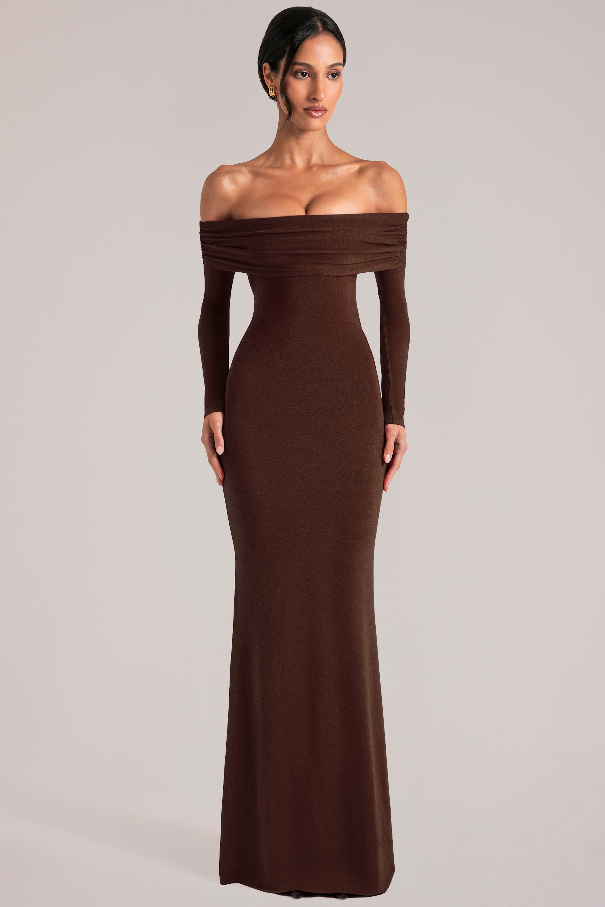 robe drapée chocolat