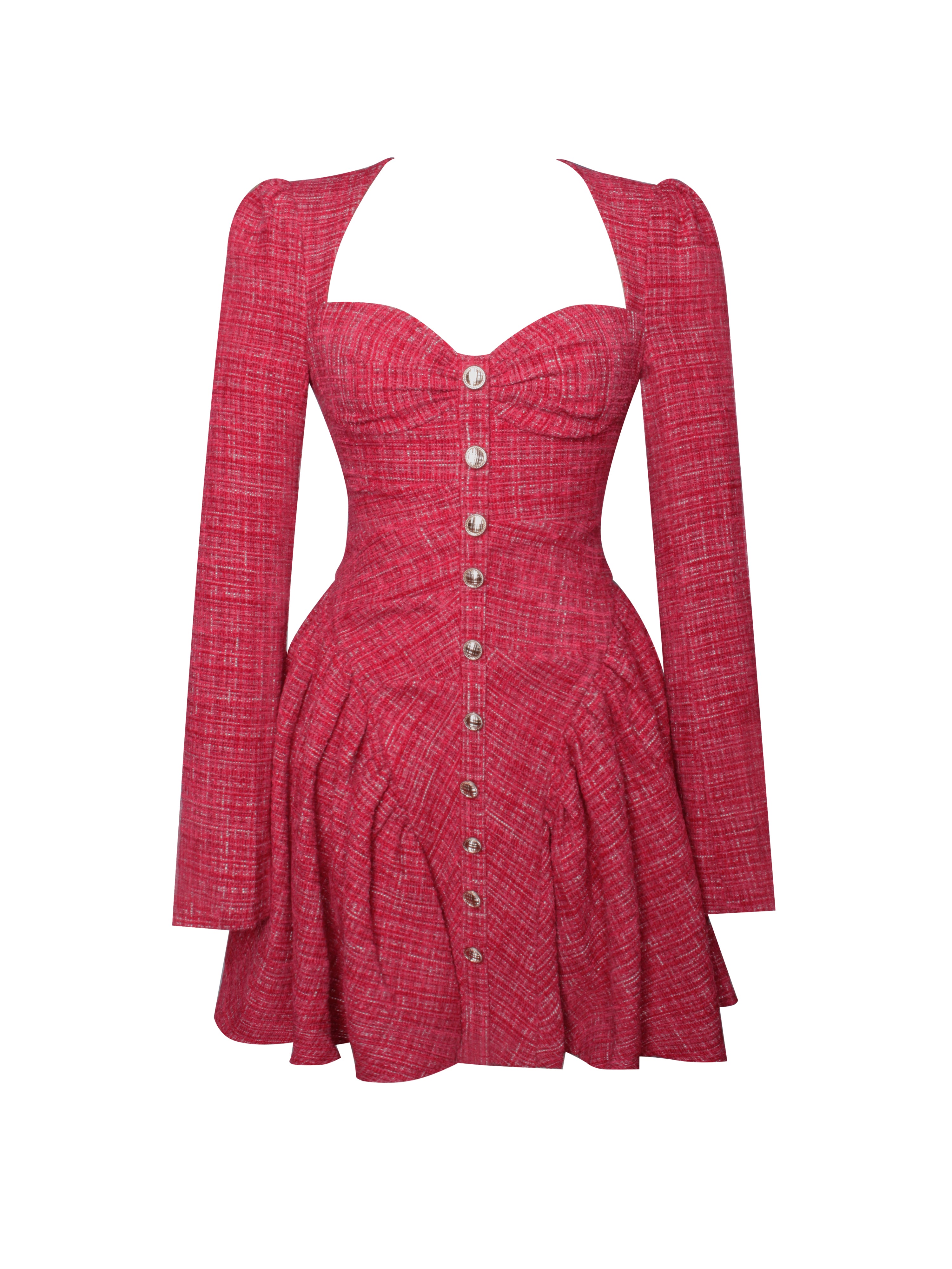 dress rouge tweed chic