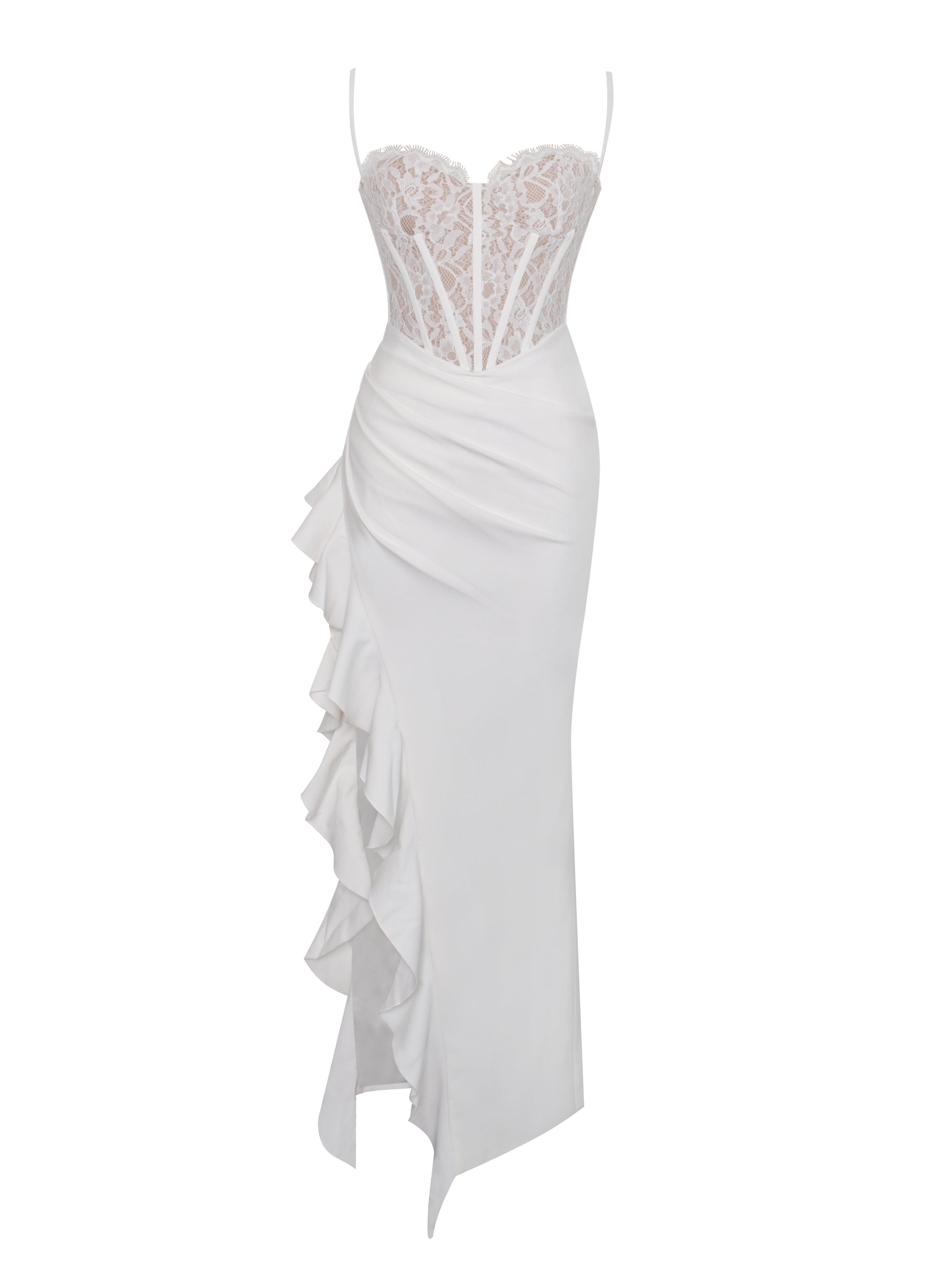 robe maxi avec détails en dentelle
