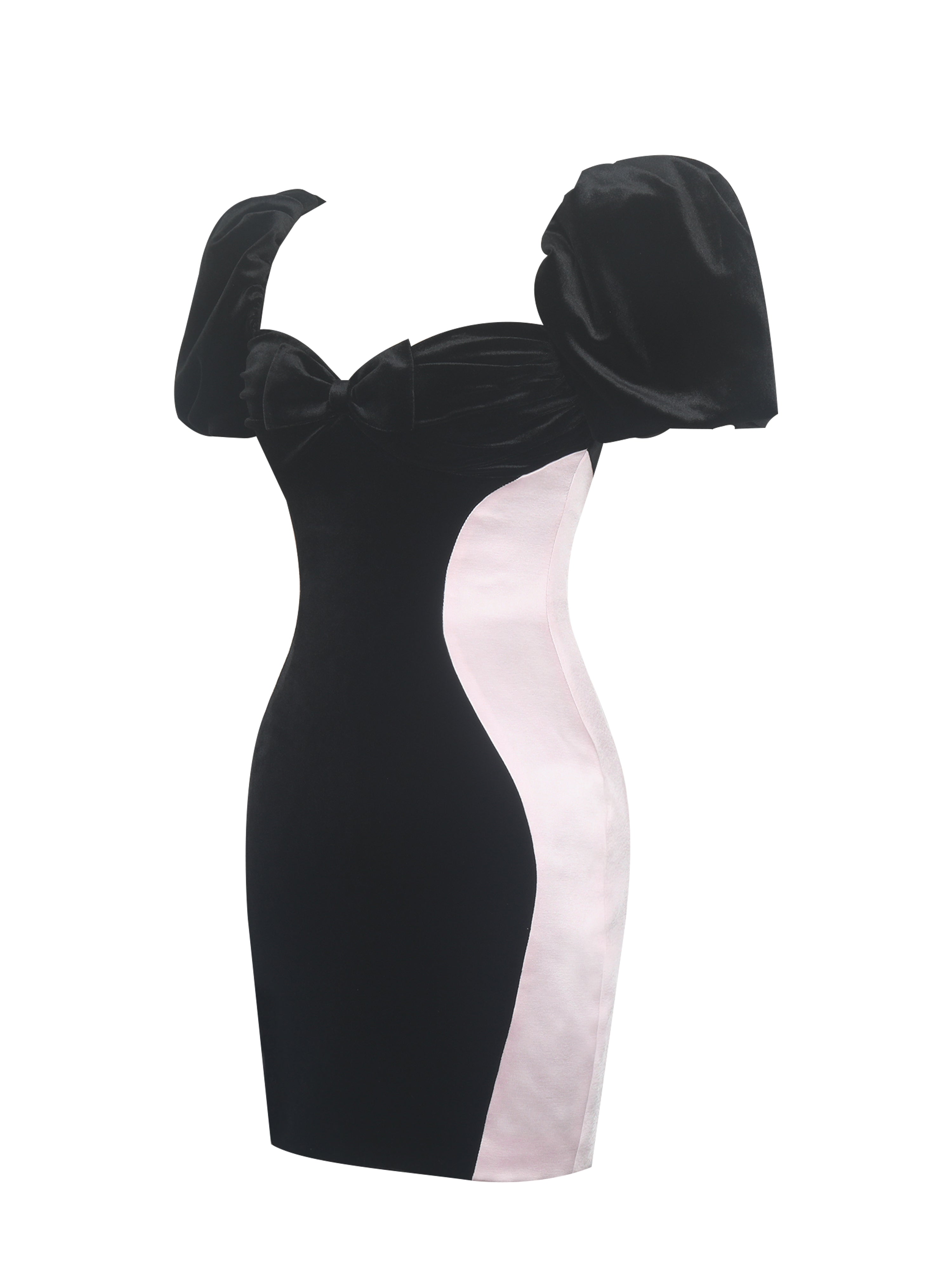 robe noir manches courtes bouffantes