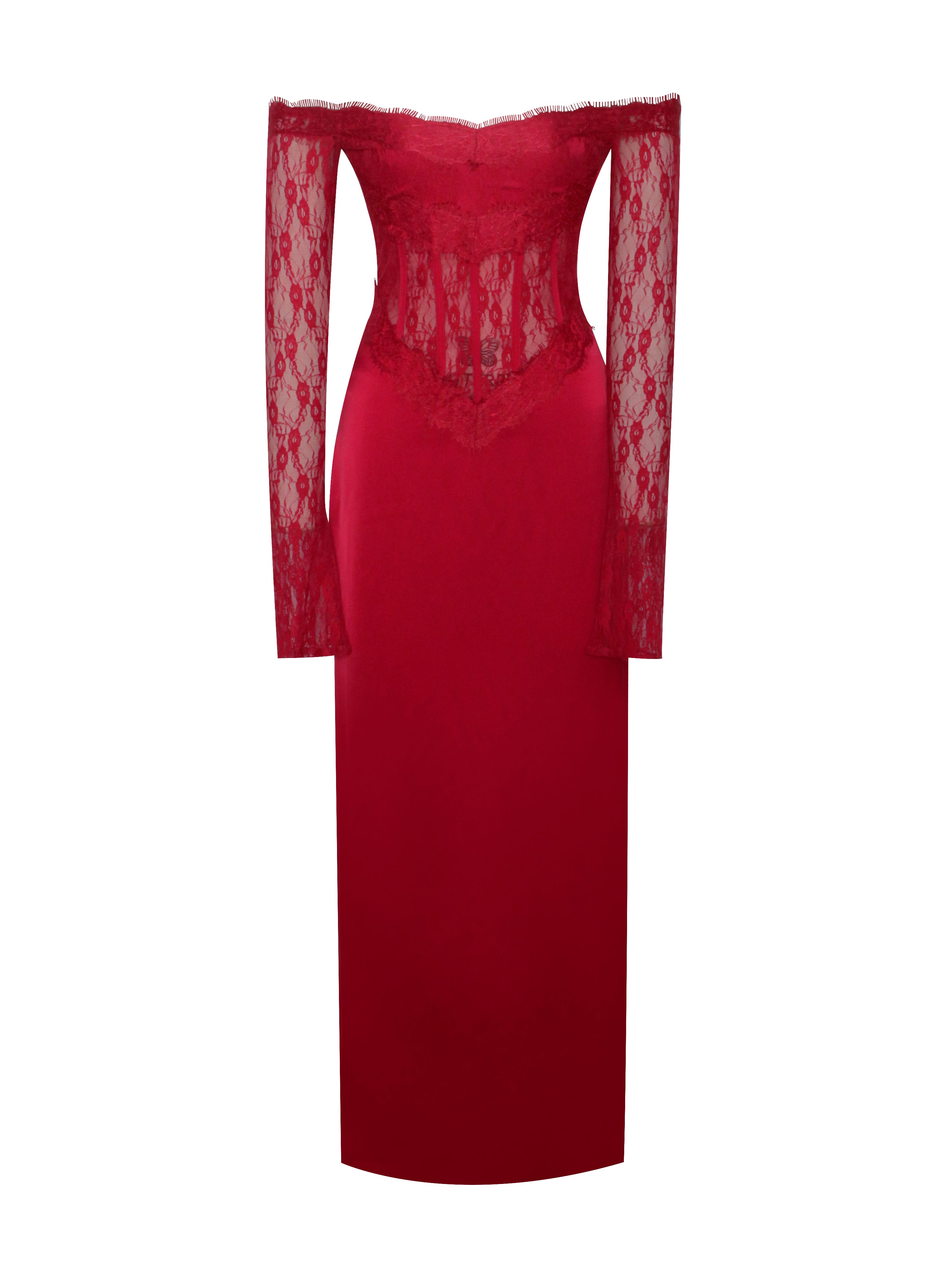 Corset-dress en dentelle rouge
