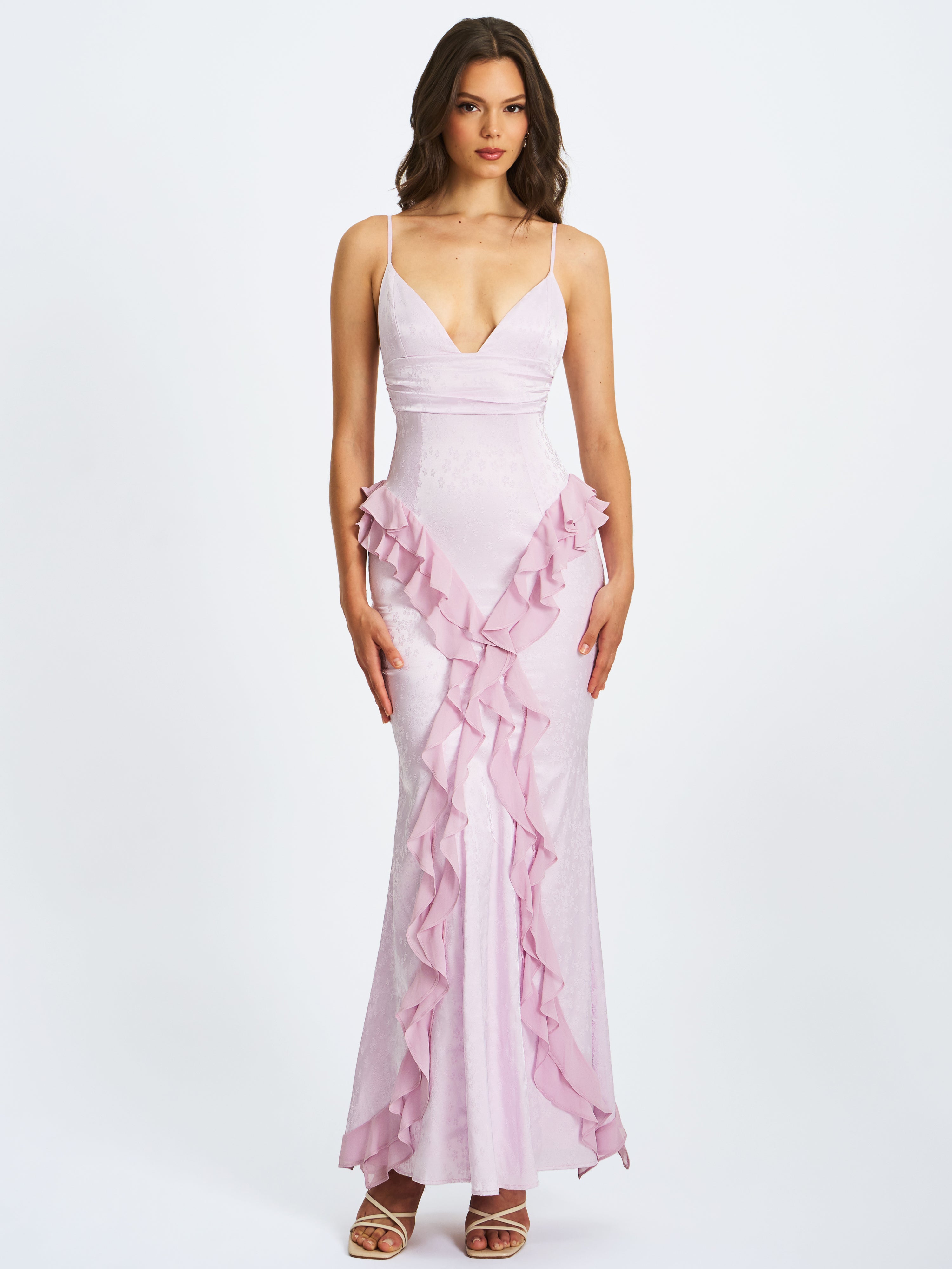 robe jacquard rose