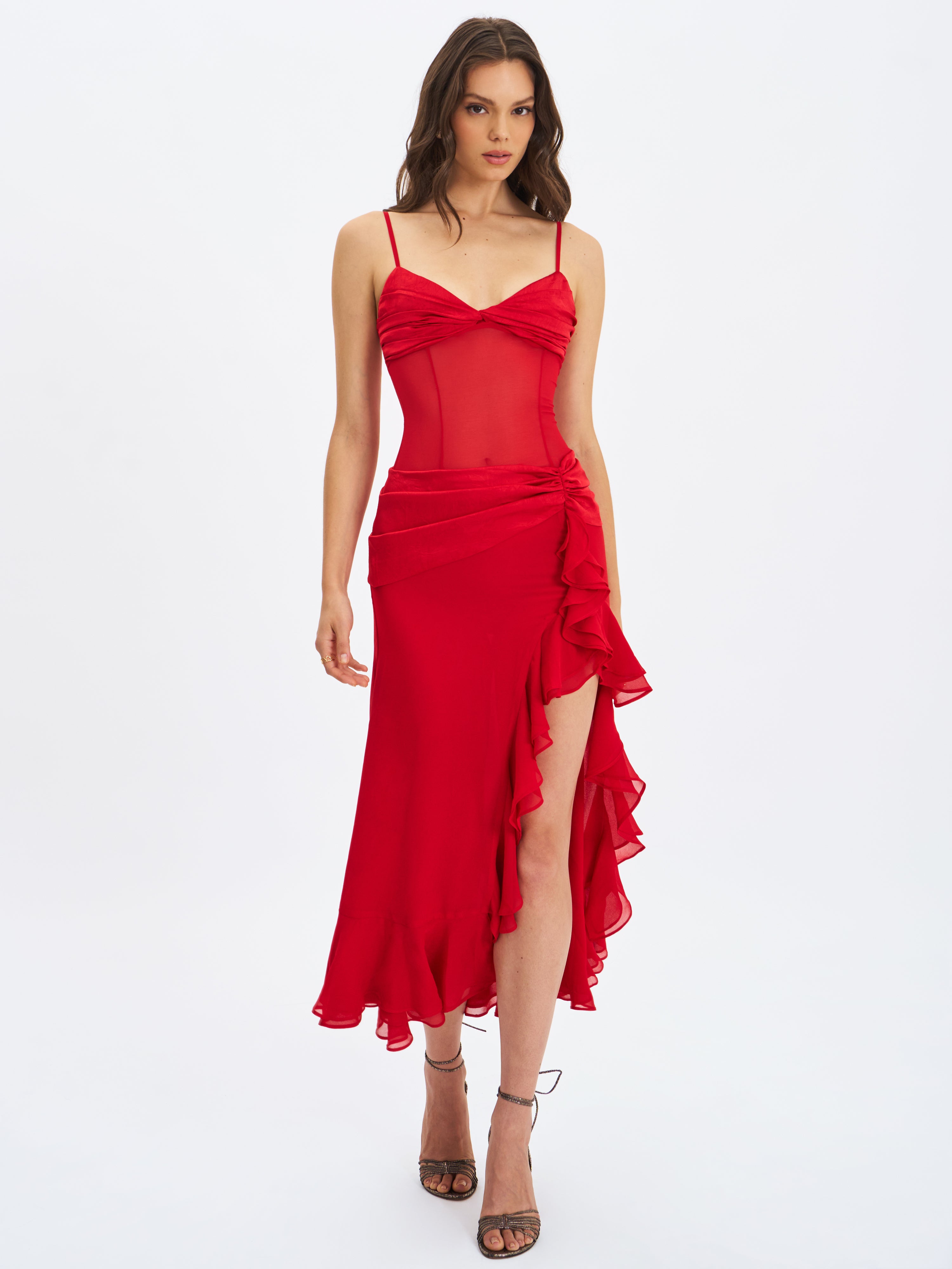 Robe midi rouge élégante