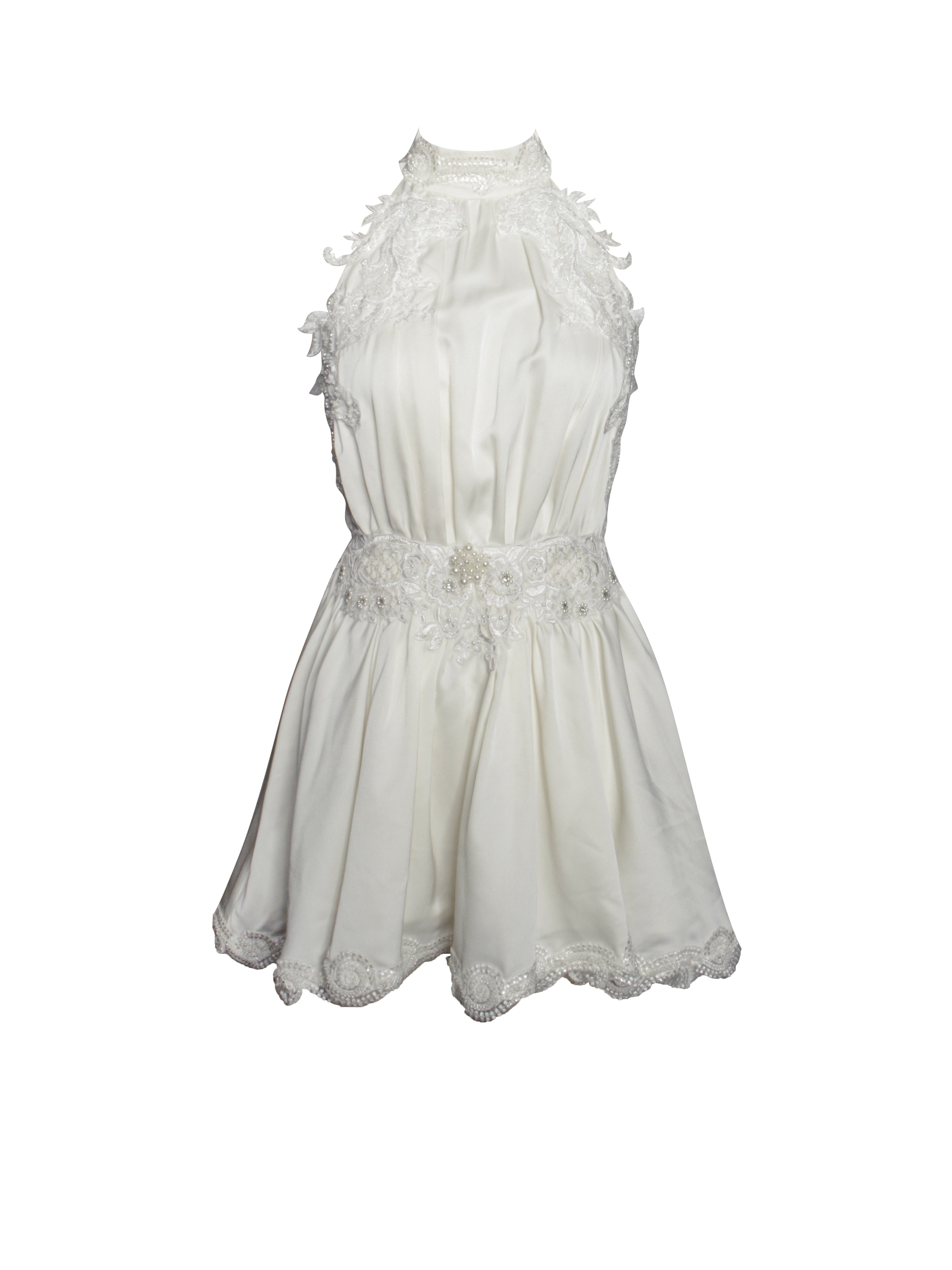 robe evenement blanc perle