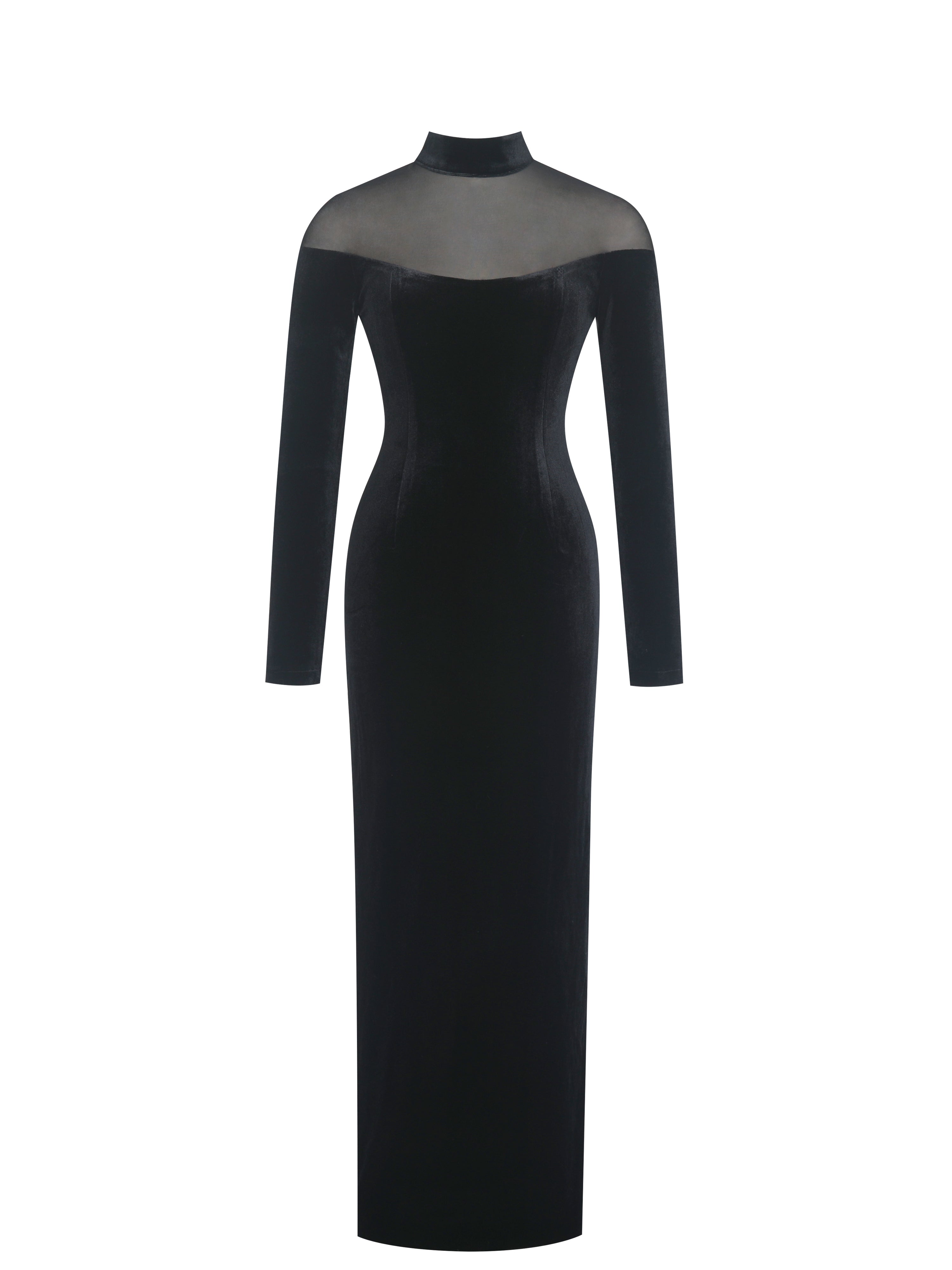 tenue soirée Blair Black Sheer Mock Neck