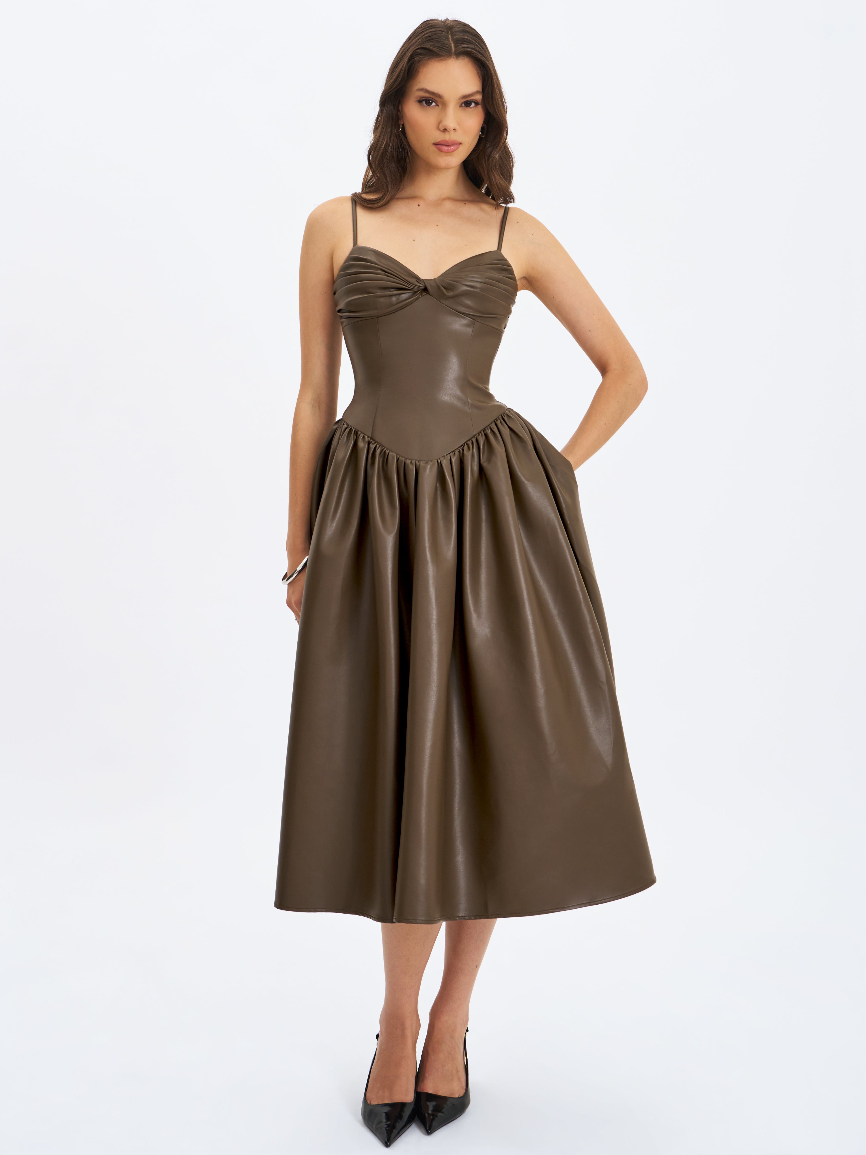 Parisia midi dress vegan leather