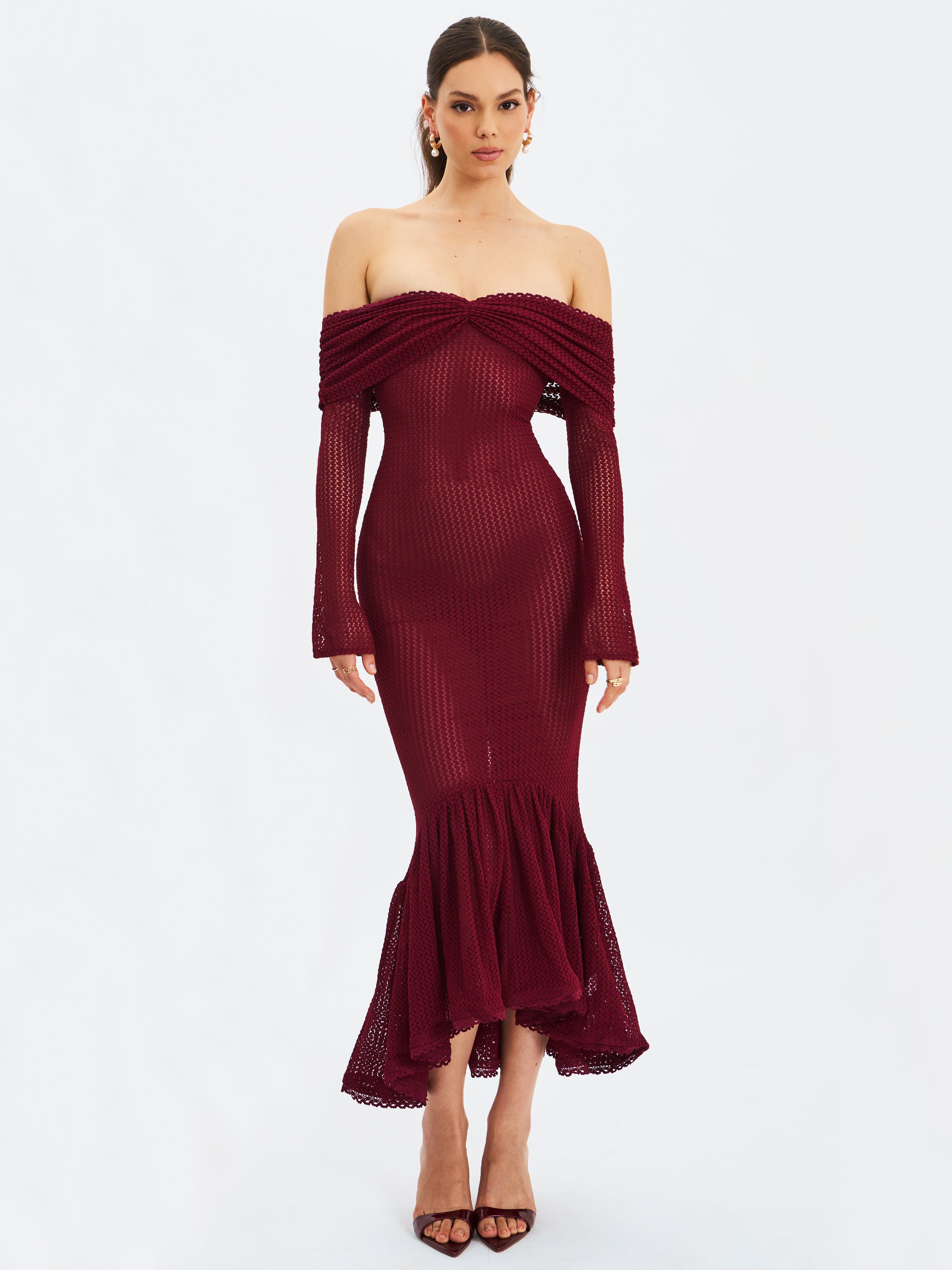robe long crochet bordeaux