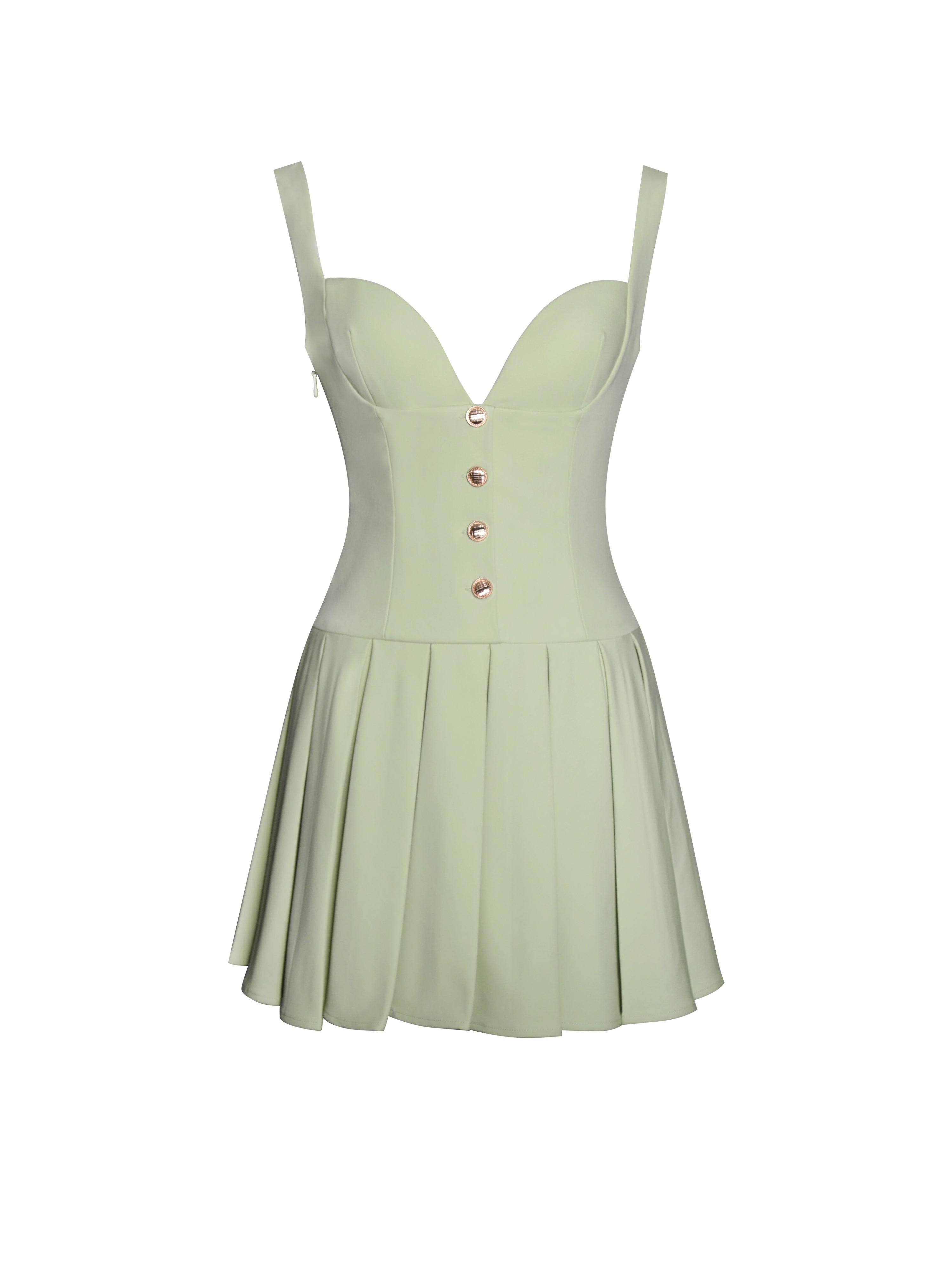 robe verte avec boutons dorés