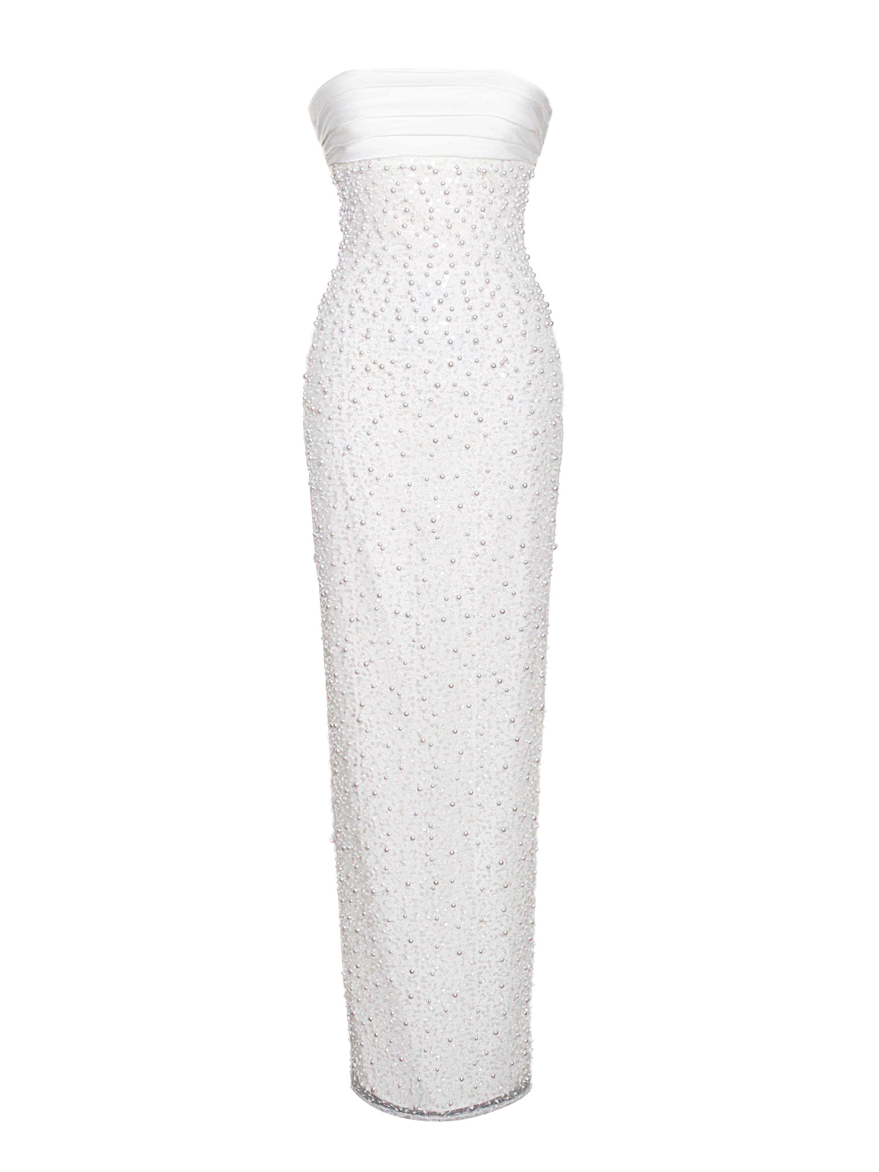maxi dress en satin avec perles