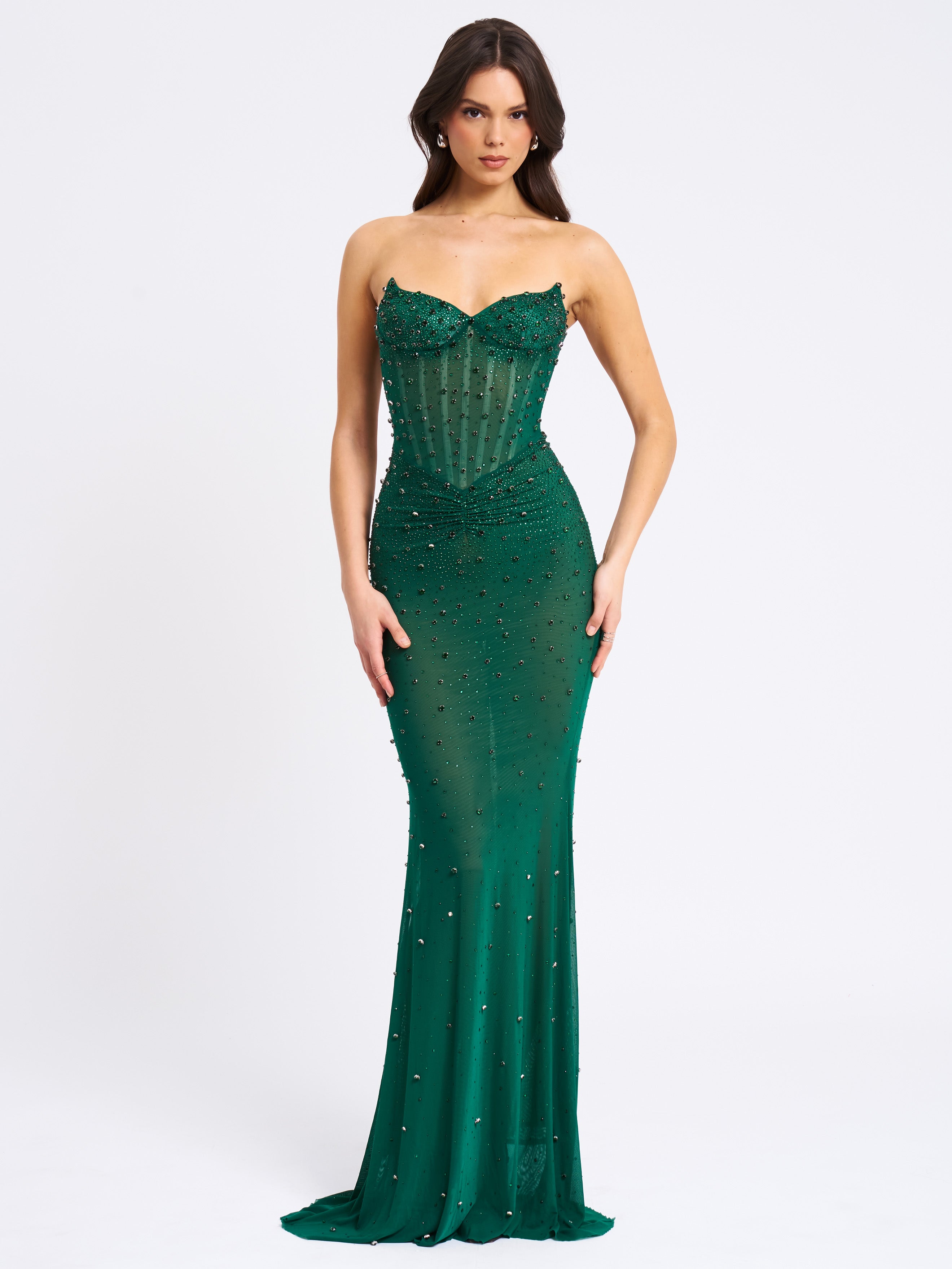 robe sirène verte corset