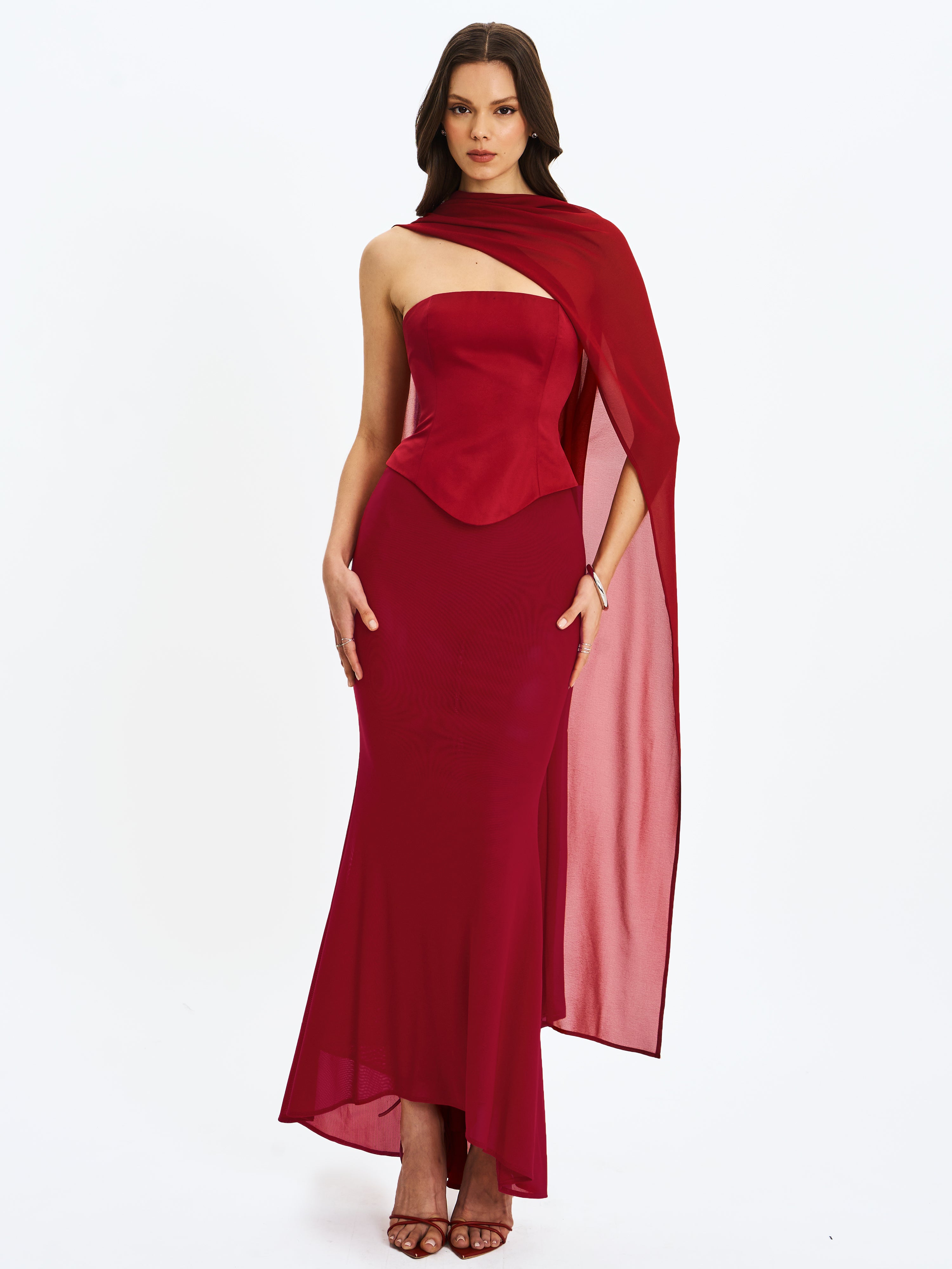 robe peplum cramoisie