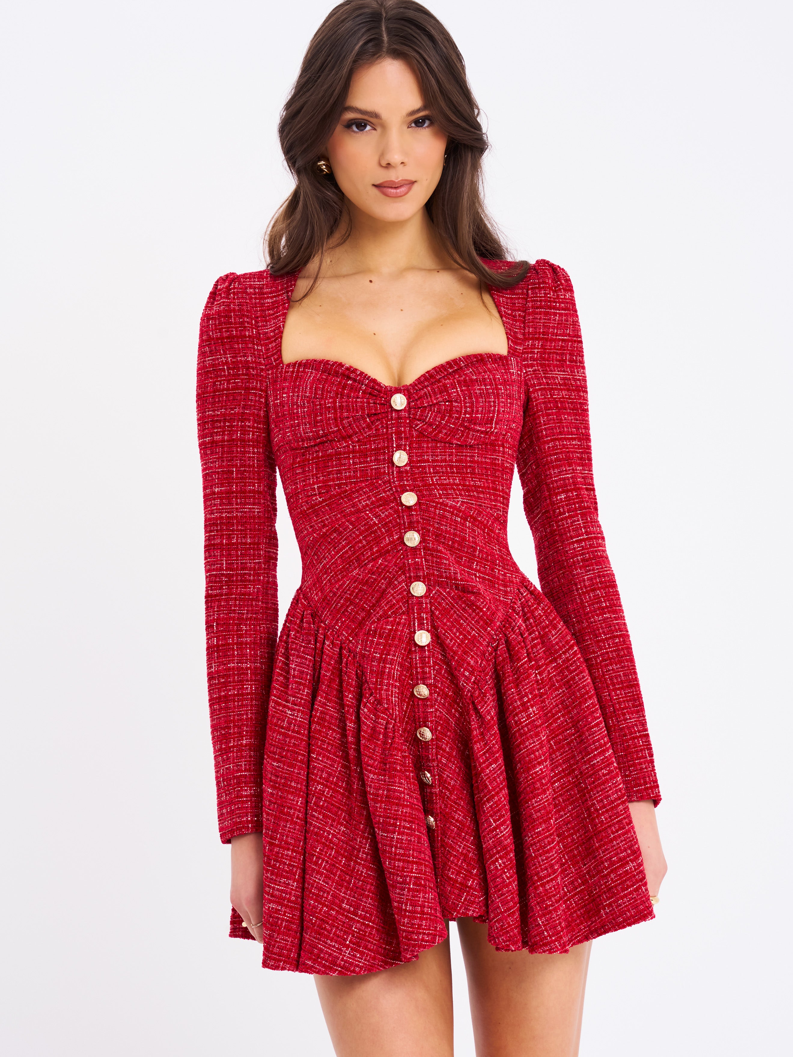 robe mini tweed rouge