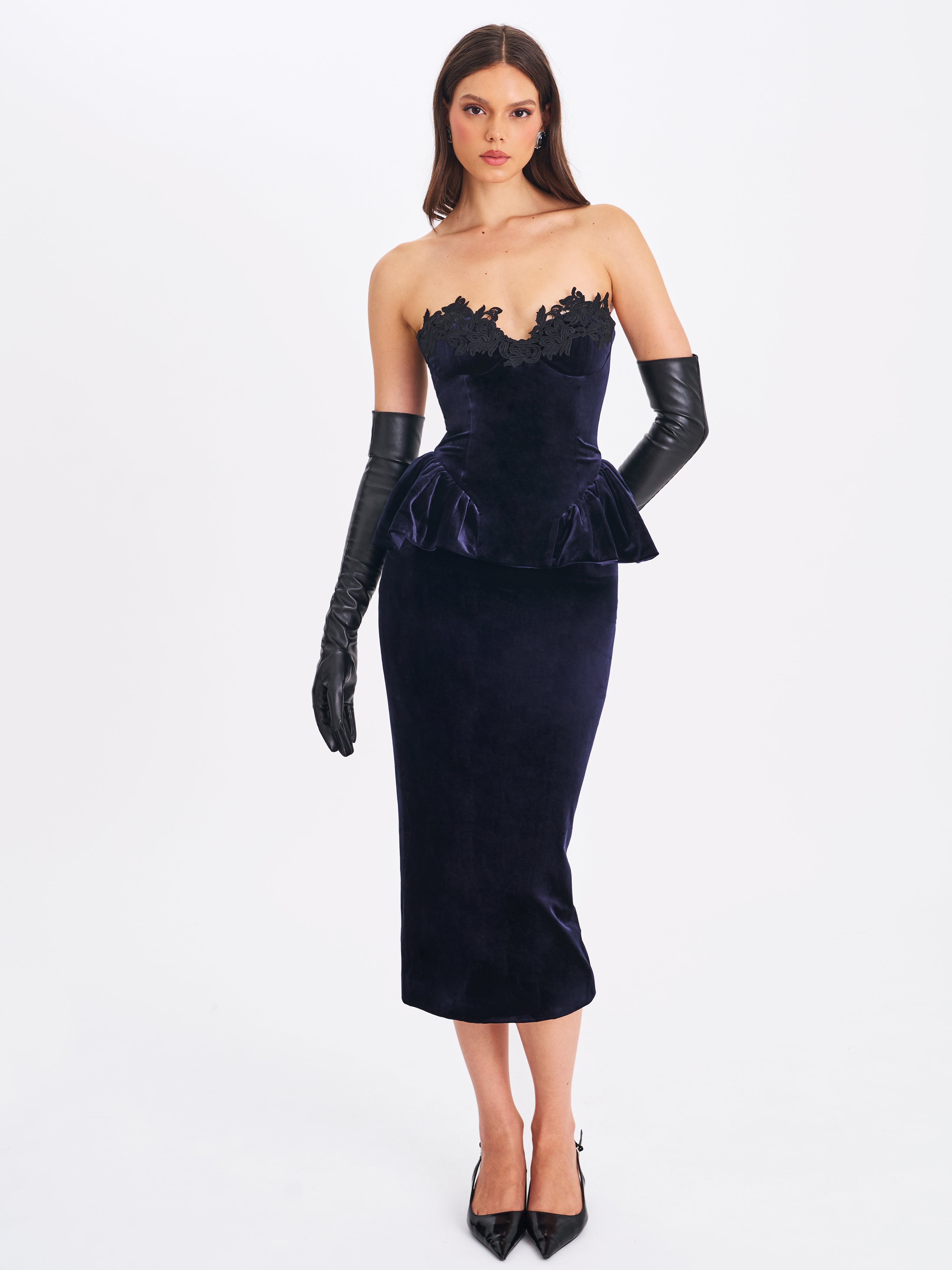 Pascha Black Lace Appliqué Dress
