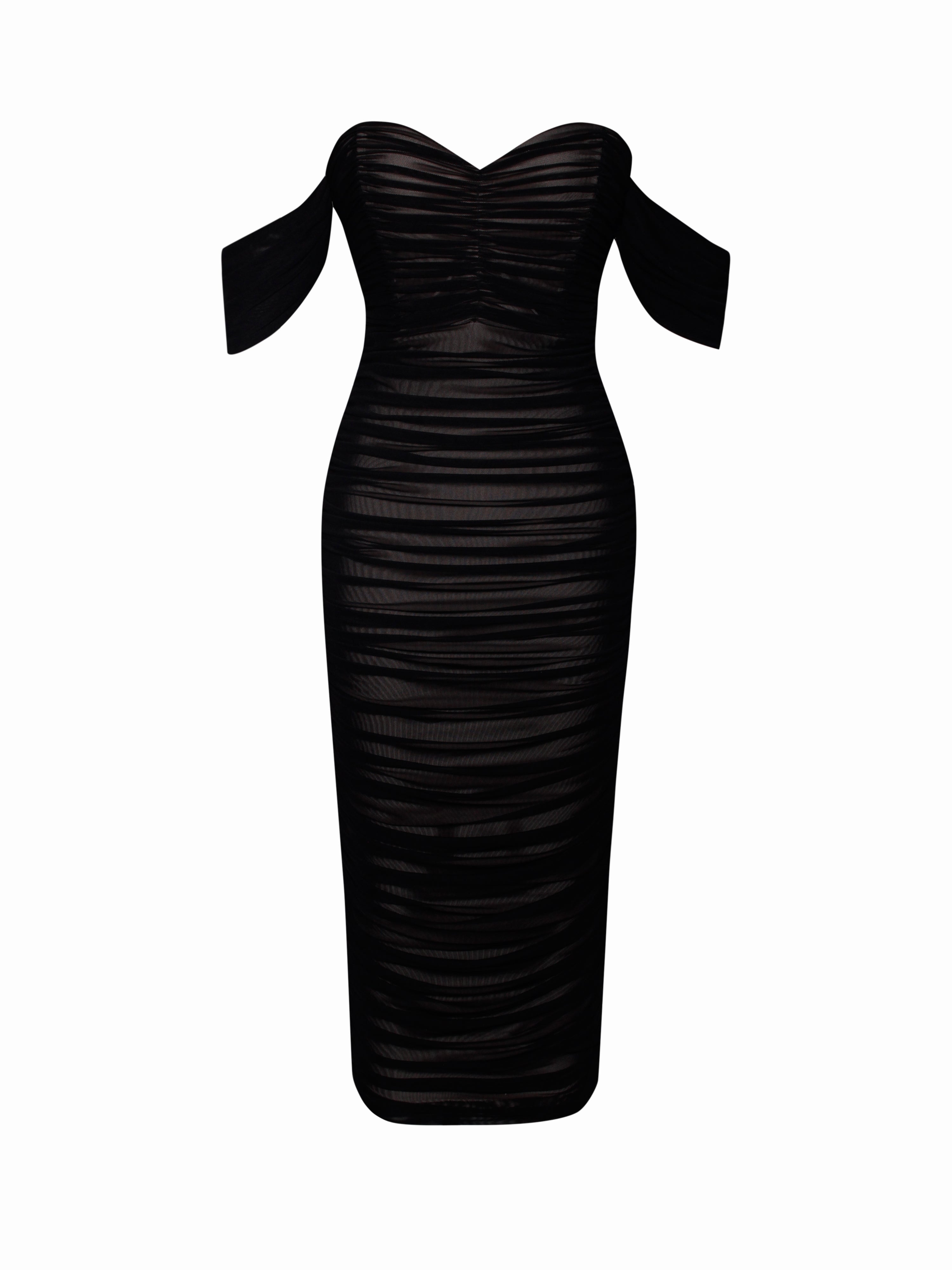 robe Quenby noire épaules dénudées
