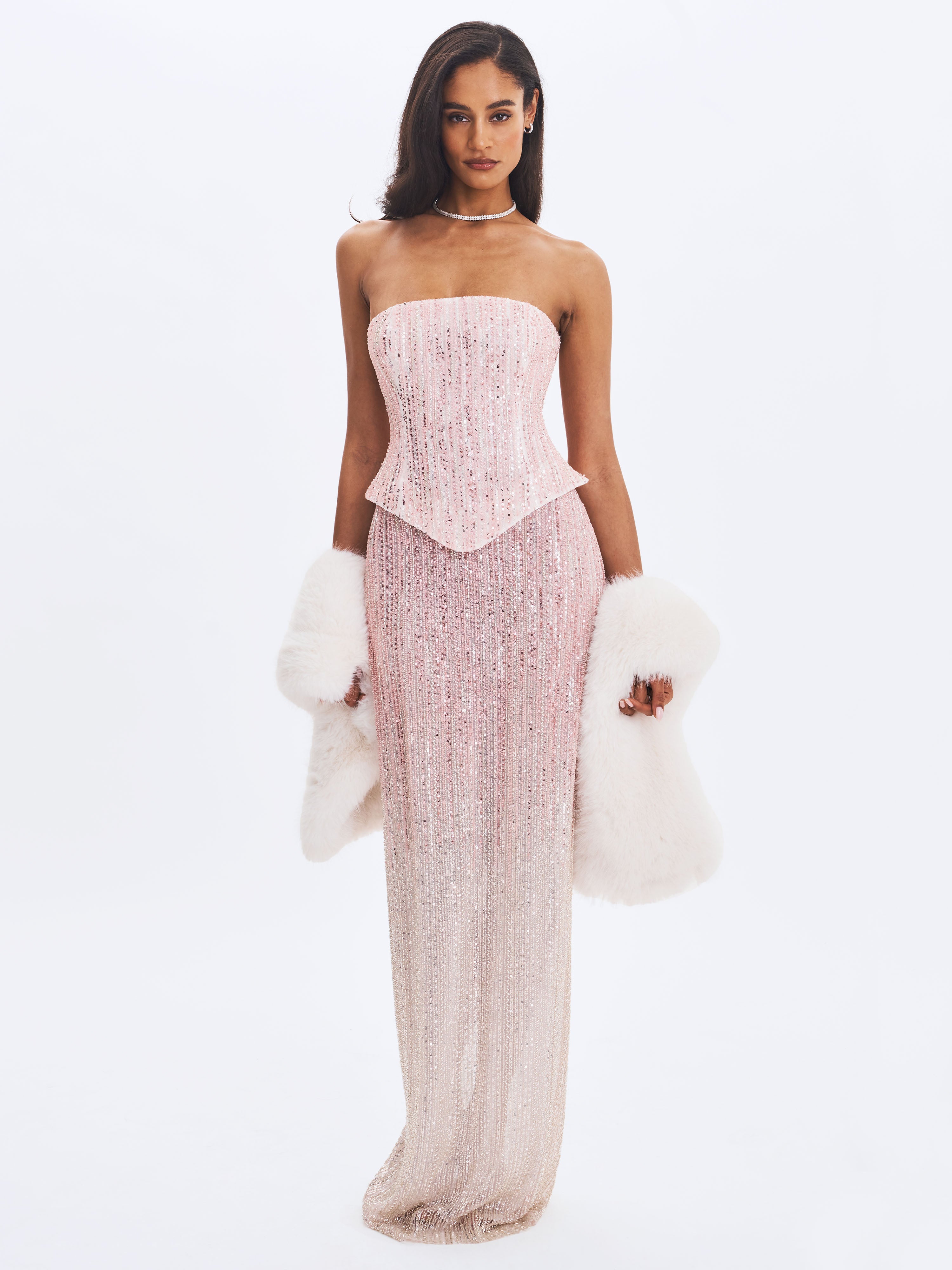 robe Tosca rose peplum