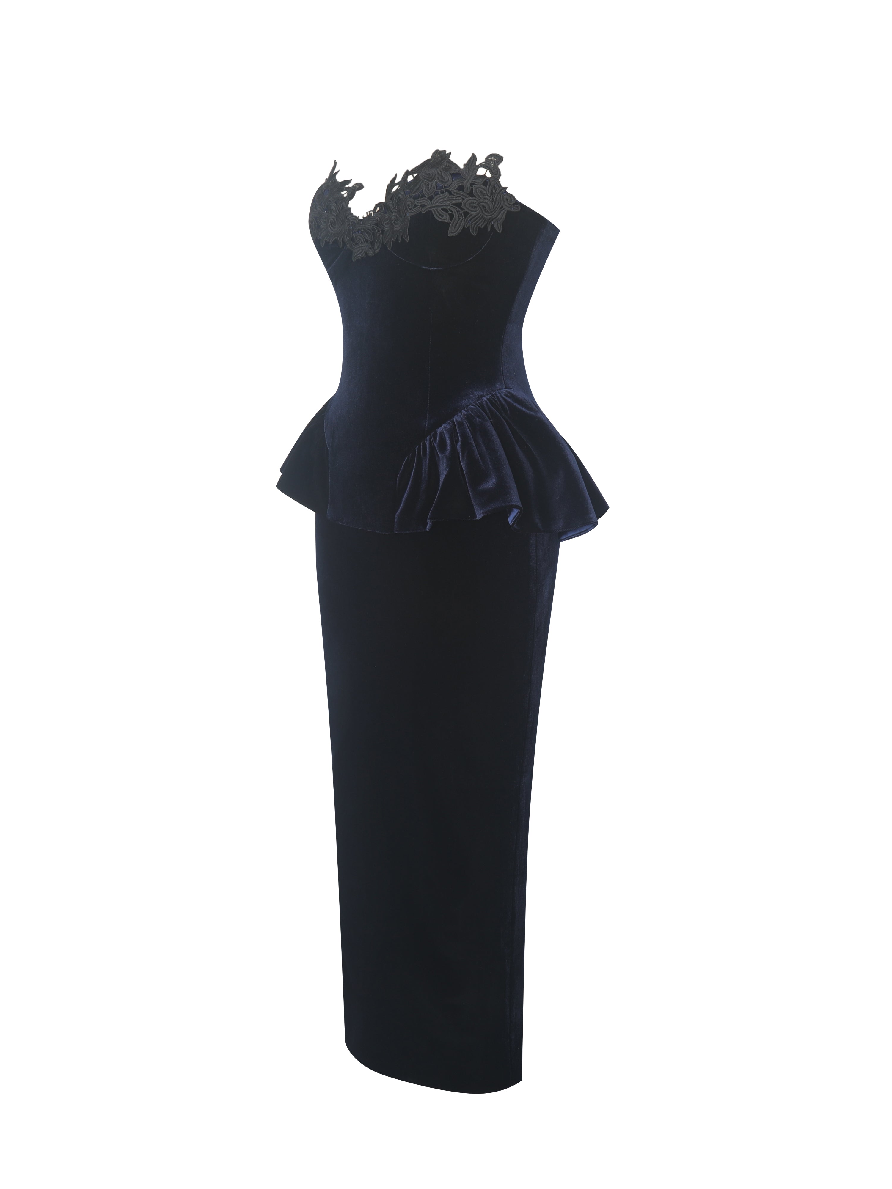 Robe strapless en velours
