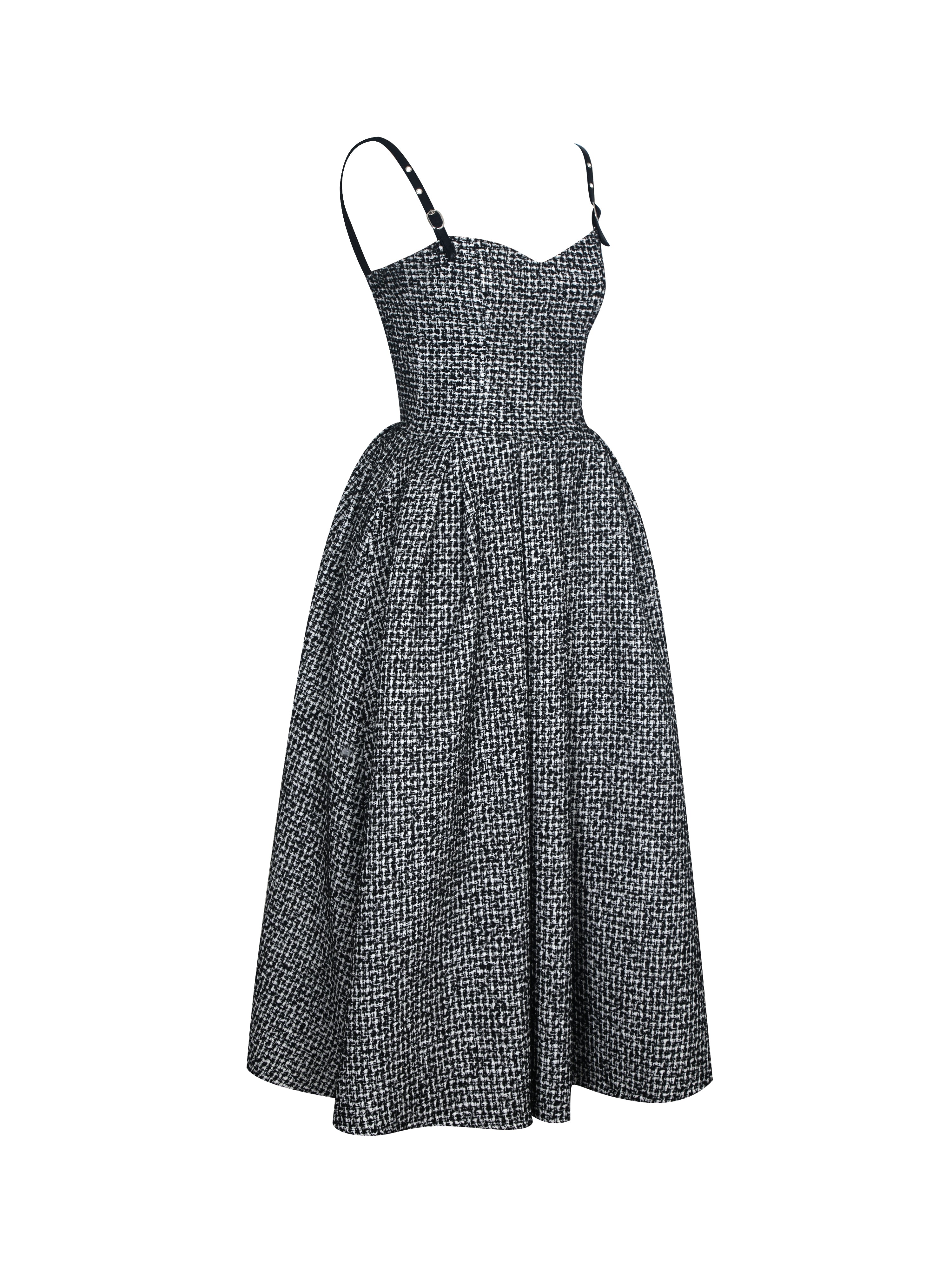 Robe avec bretelles cuir noir