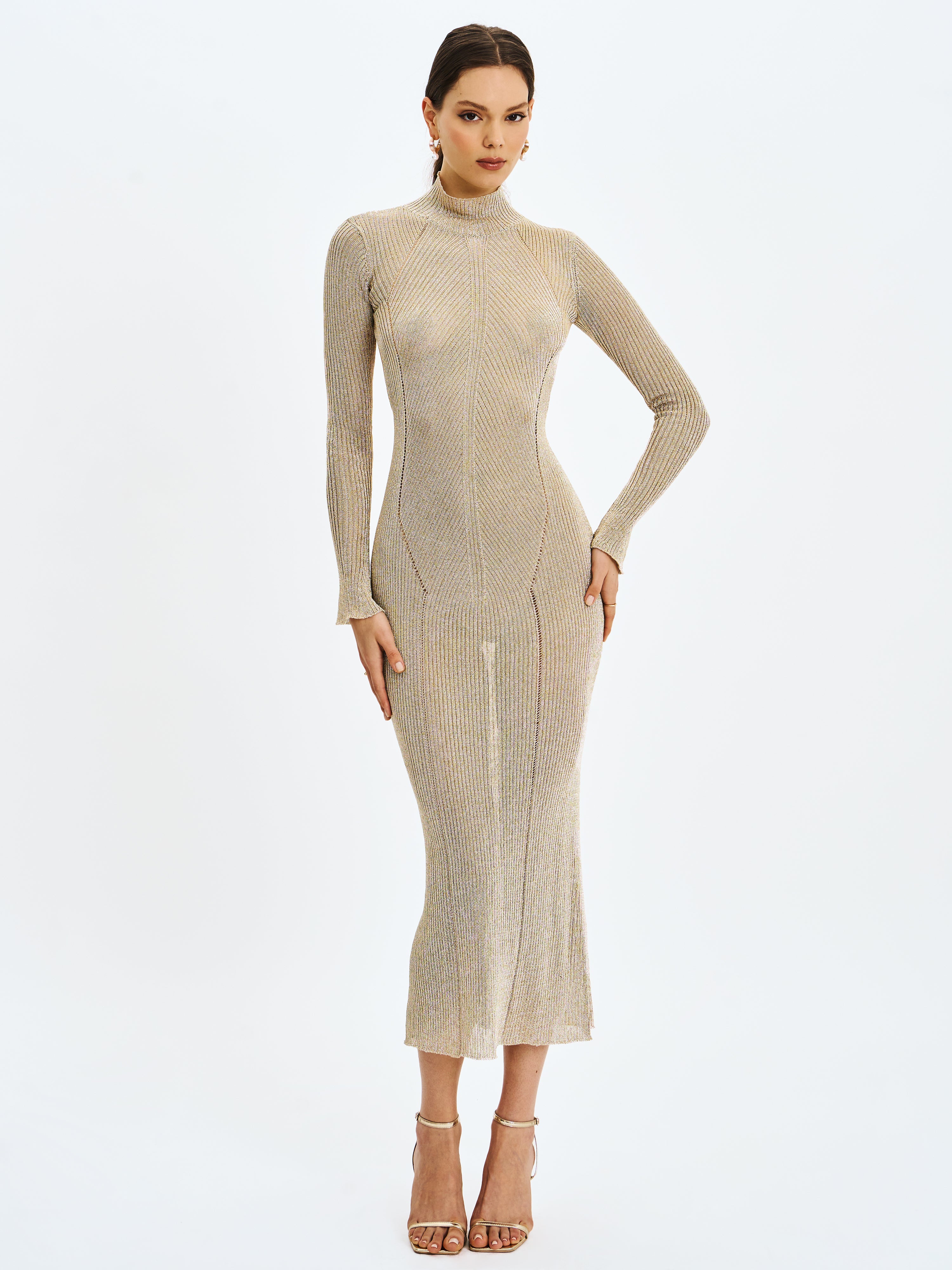 corset-dress doré longue manche