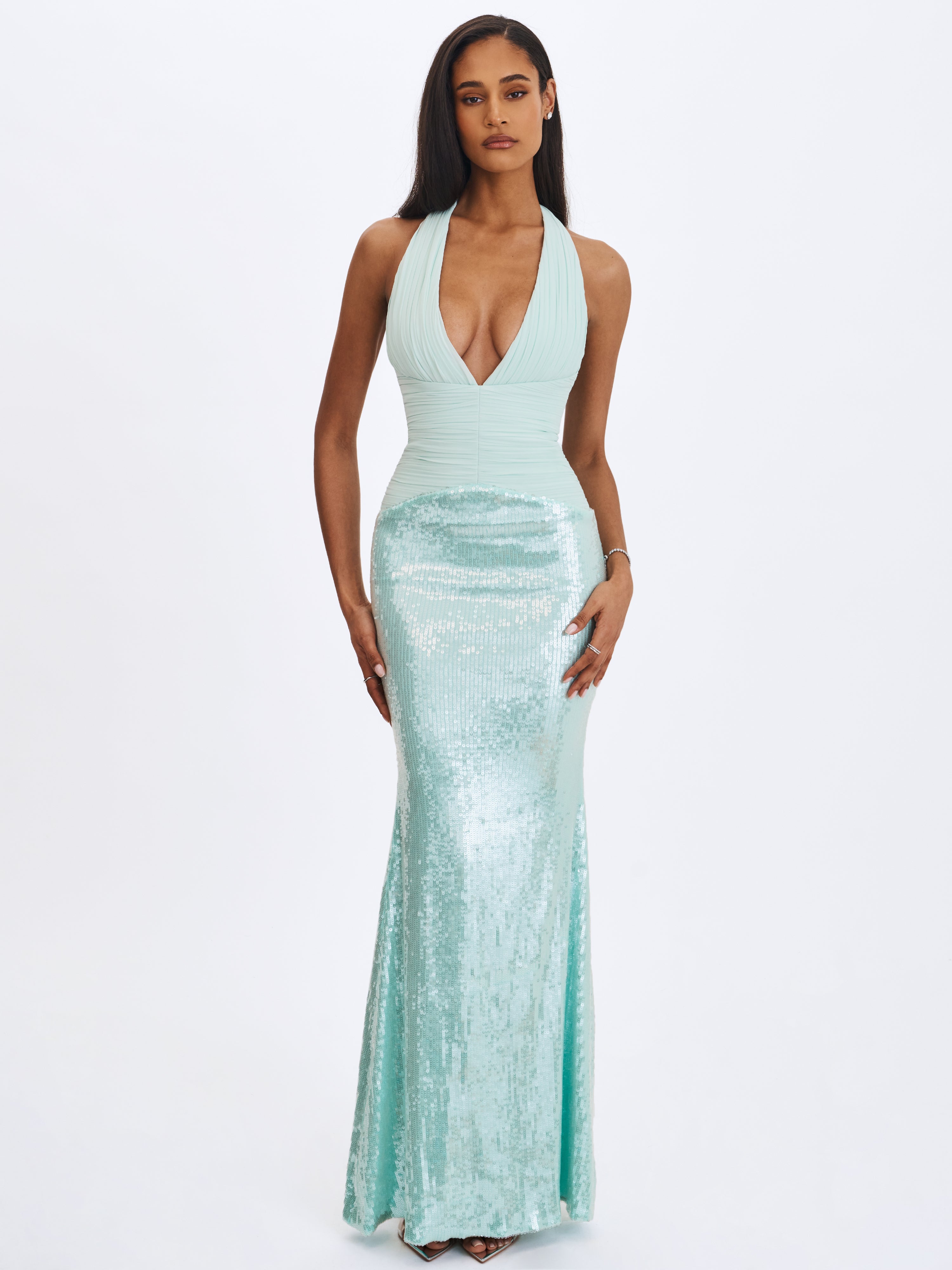 robe de soirée menthe